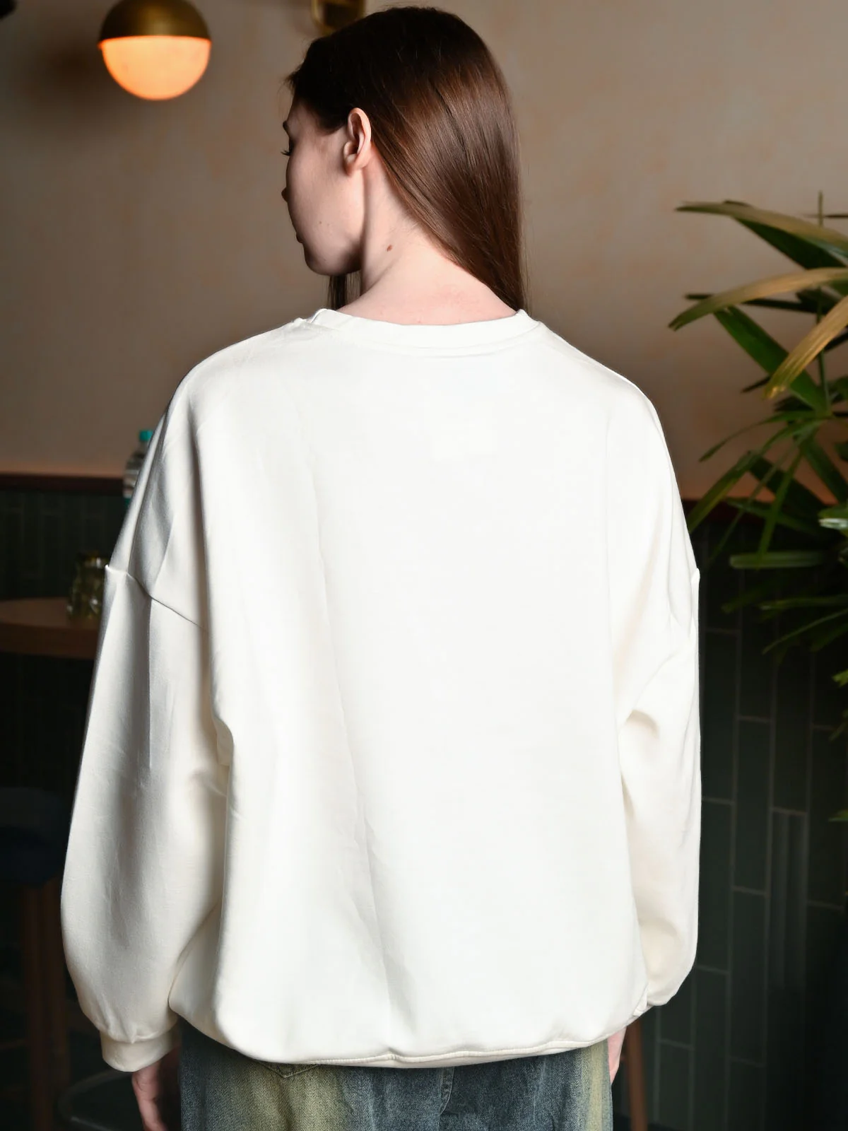 Odette White Cotton Rib Solid Top For Women - Image 4