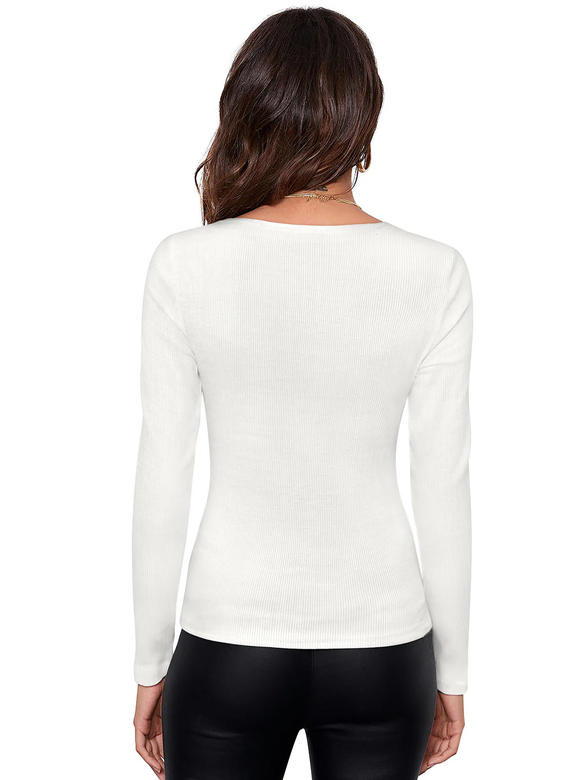 Odette White Cotton Solid Top For Women - Image 4