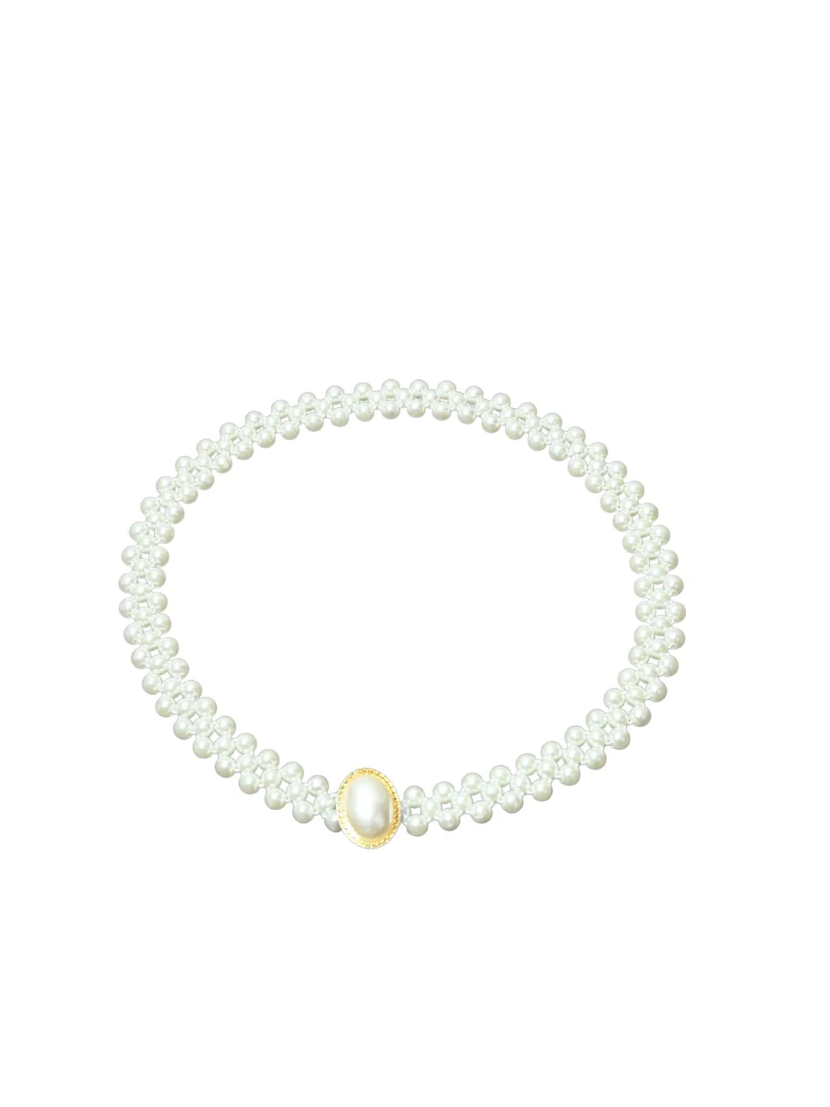 Odette White Elastic Braided Belt For Women - Image 3