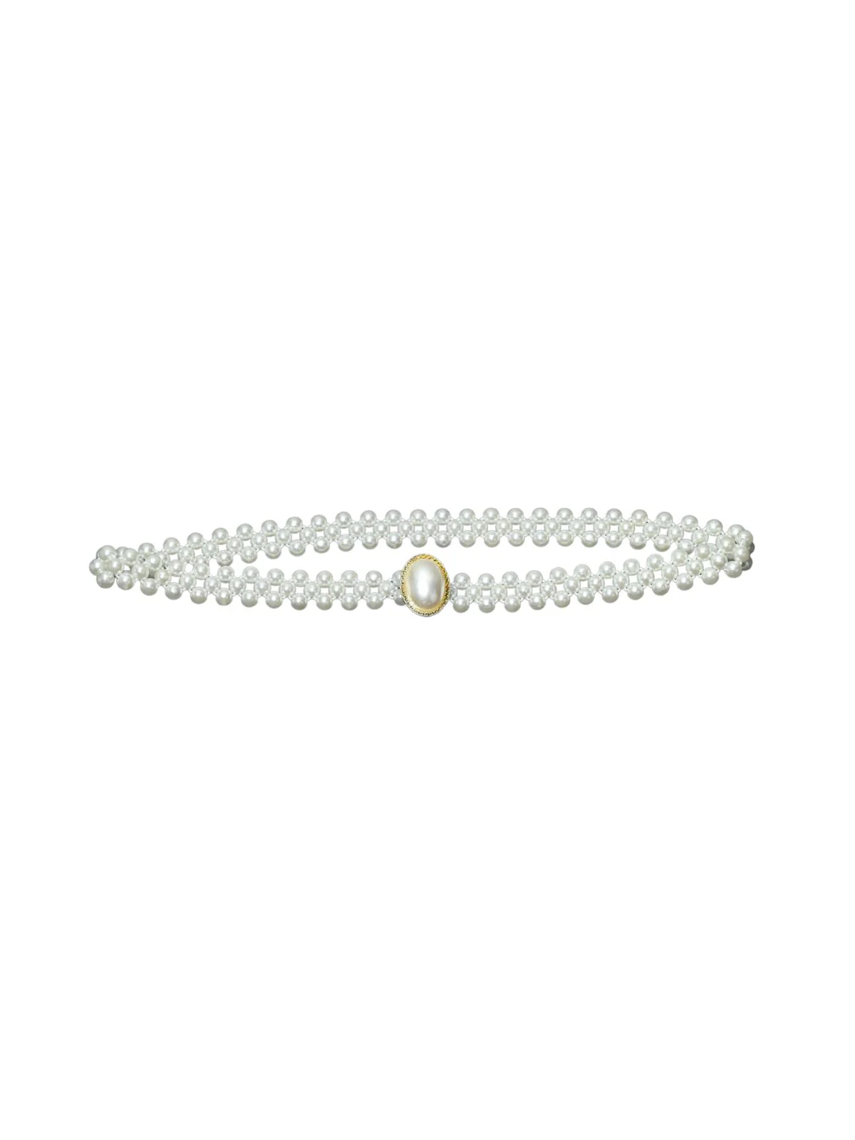 Odette White Elastic Braided Belt For Women - Image 4