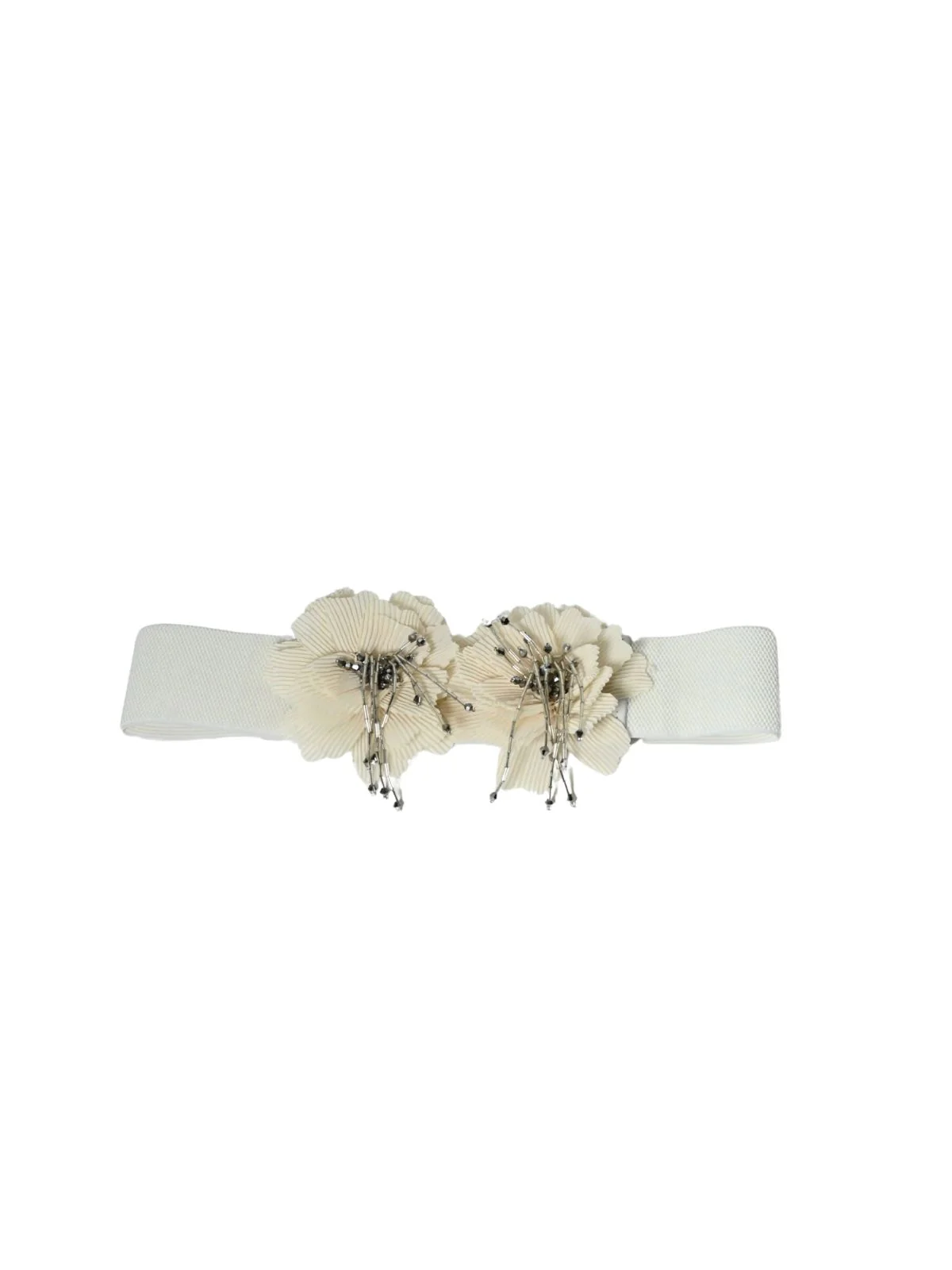Odette White Elastic Embellished Belt For Women - Image 3