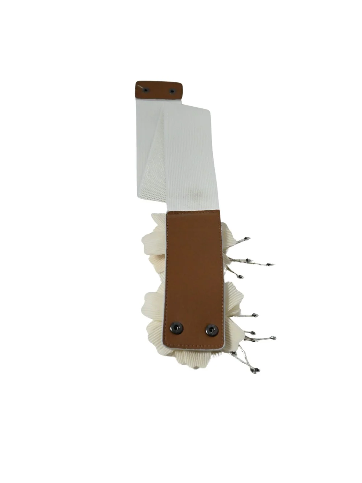 Odette White Elastic Embellished Belt For Women - Image 5