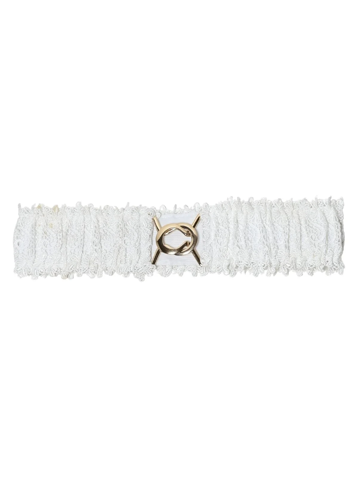 Odette White Elastic Lace Work Belt For Women - Image 2