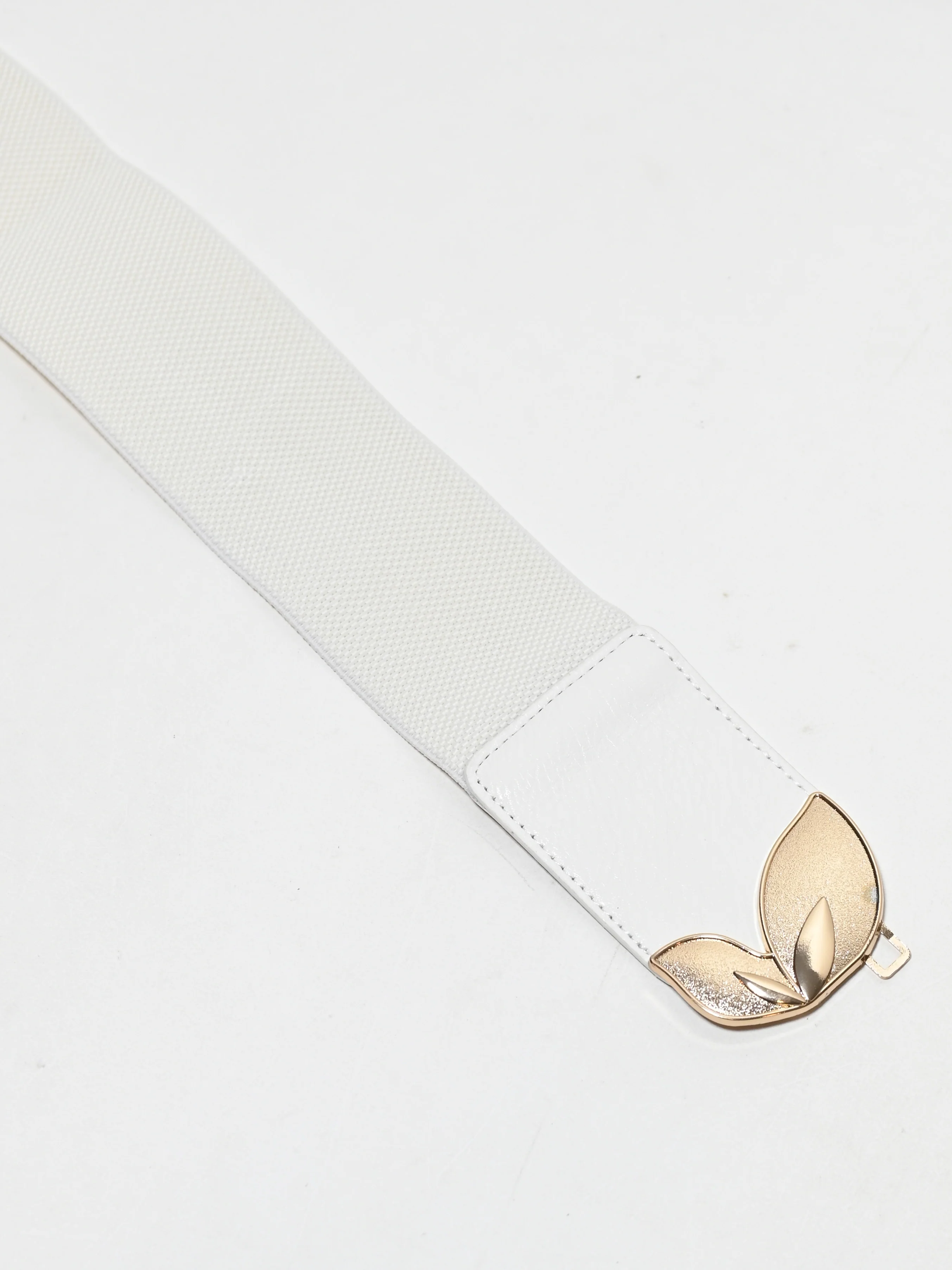 Odette White Elastic Metallic Design Belt For Women - Image 4