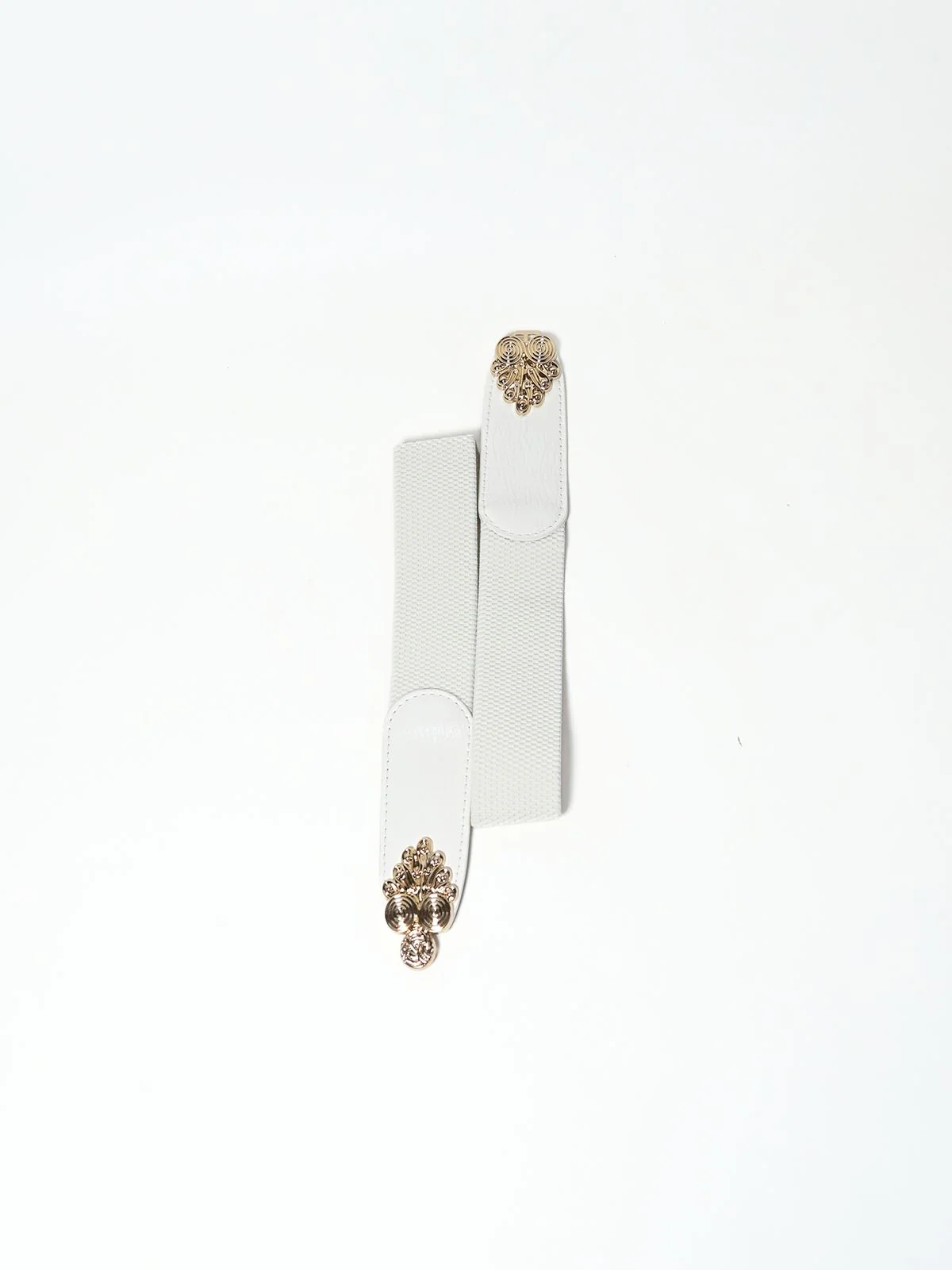 Odette White Elastic Solid Belt For Women - Image 3