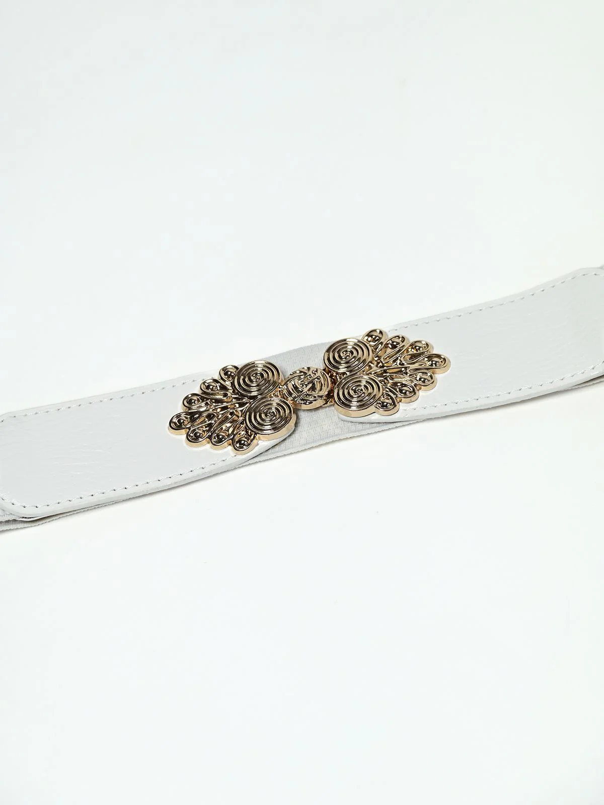 Odette White Elastic Solid Belt For Women - Image 5