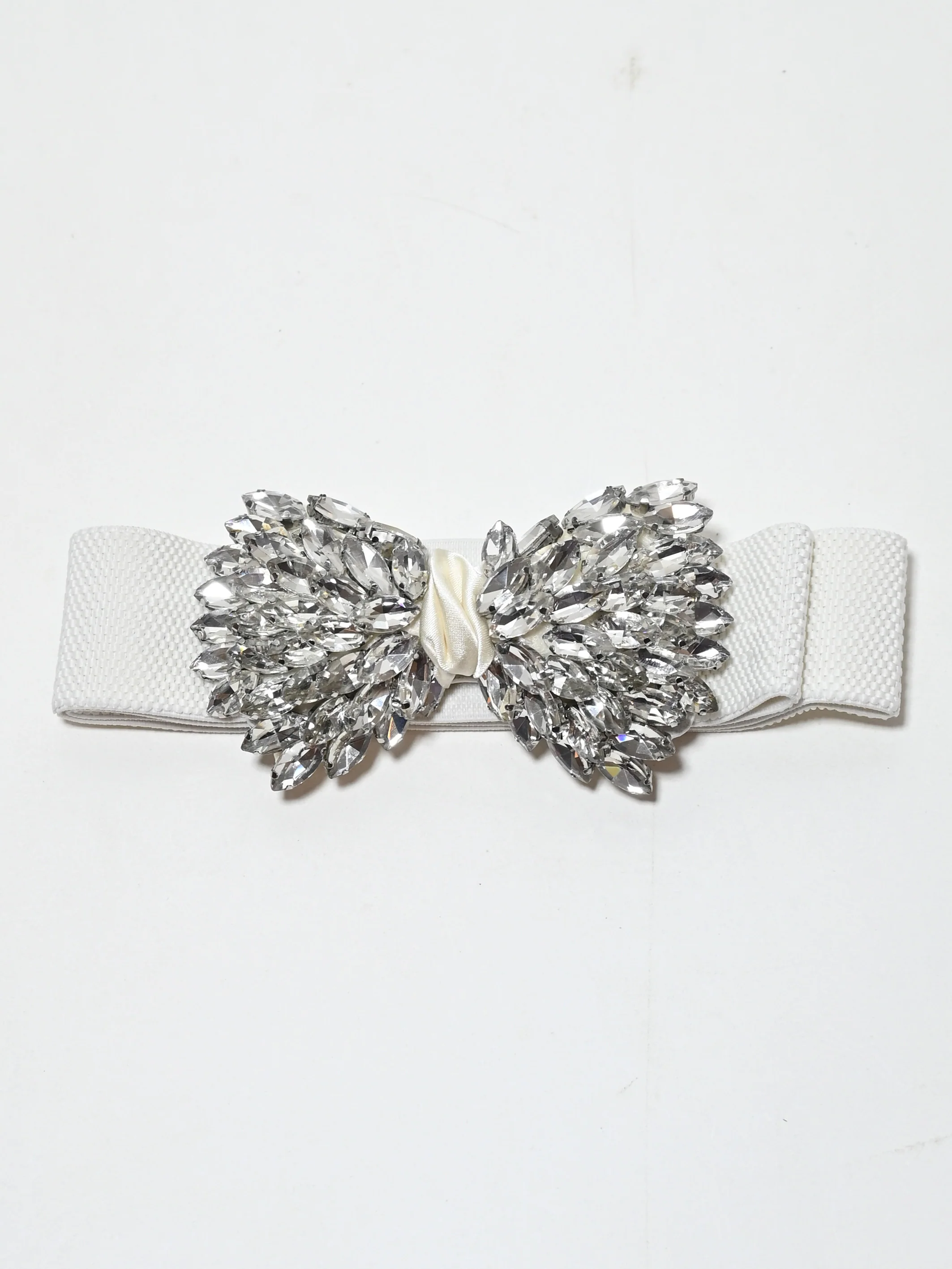 Odette White Elastic Stone Belt For Women - Image 2
