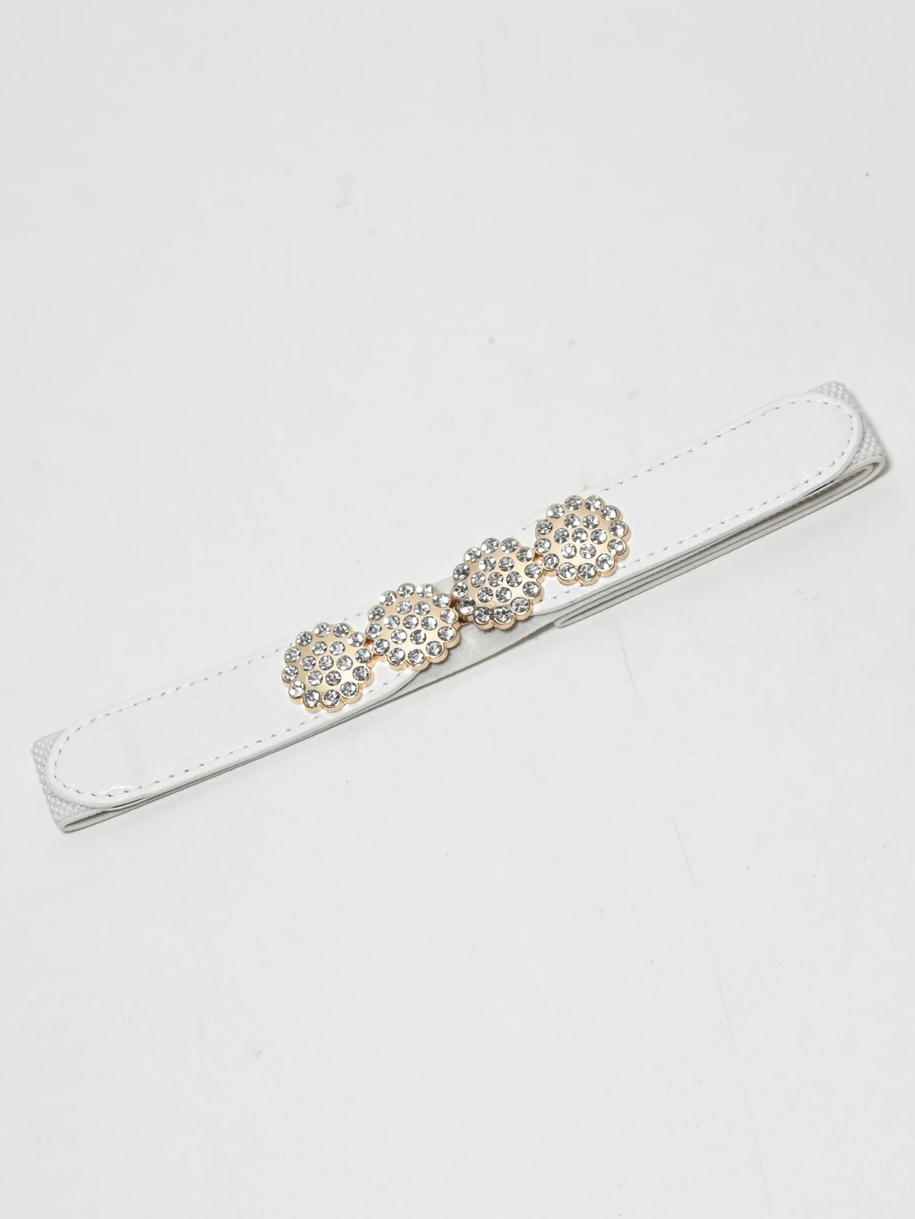 Odette White Elastic Stone Belt For Women - Image 2