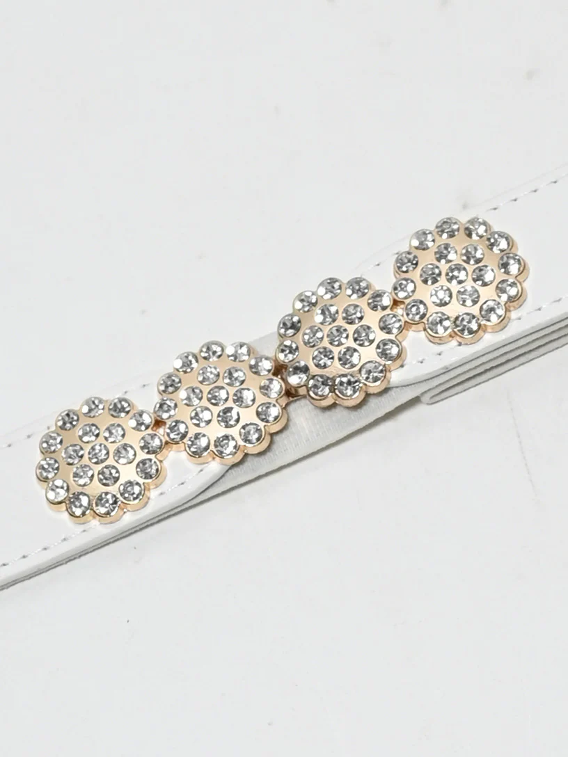 Odette White Elastic Stone Belt For Women - Image 3