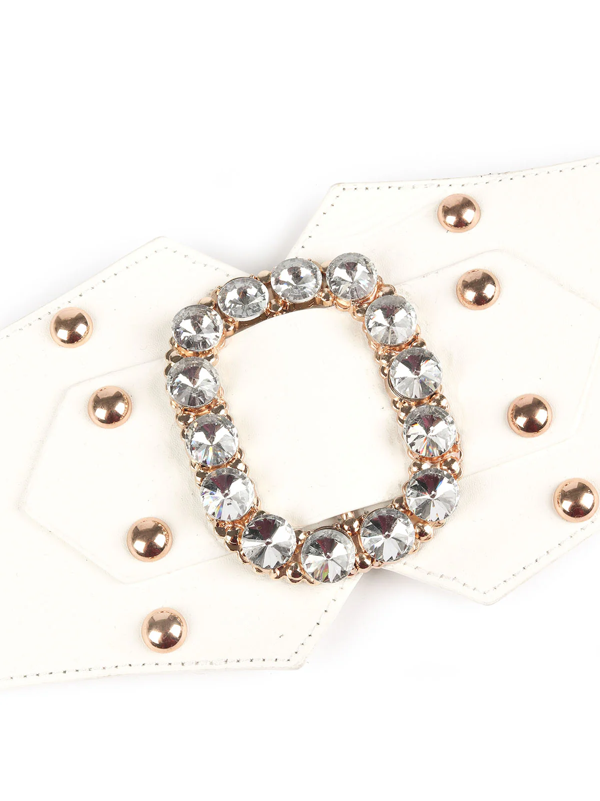 Odette White Elastic With PU Embellished Belt For Women - Image 4