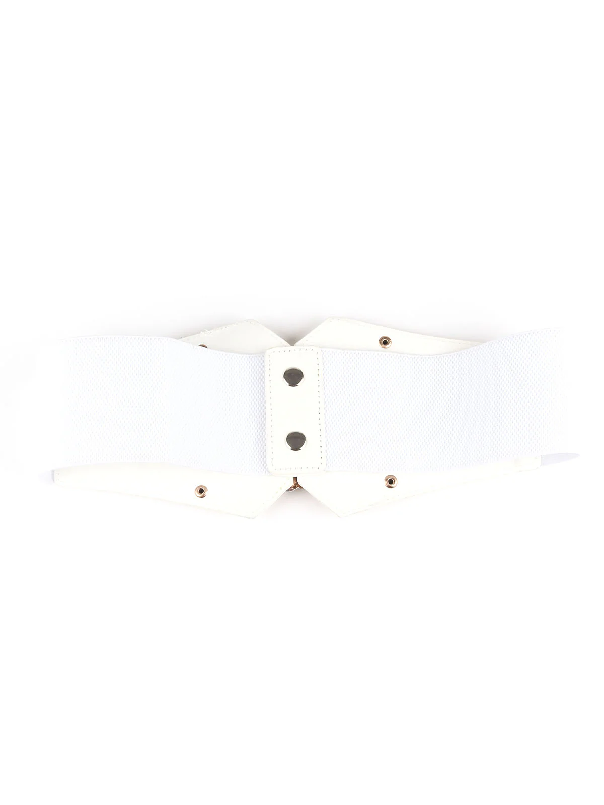 Odette White Elastic With PU Embellished Belt For Women - Image 5