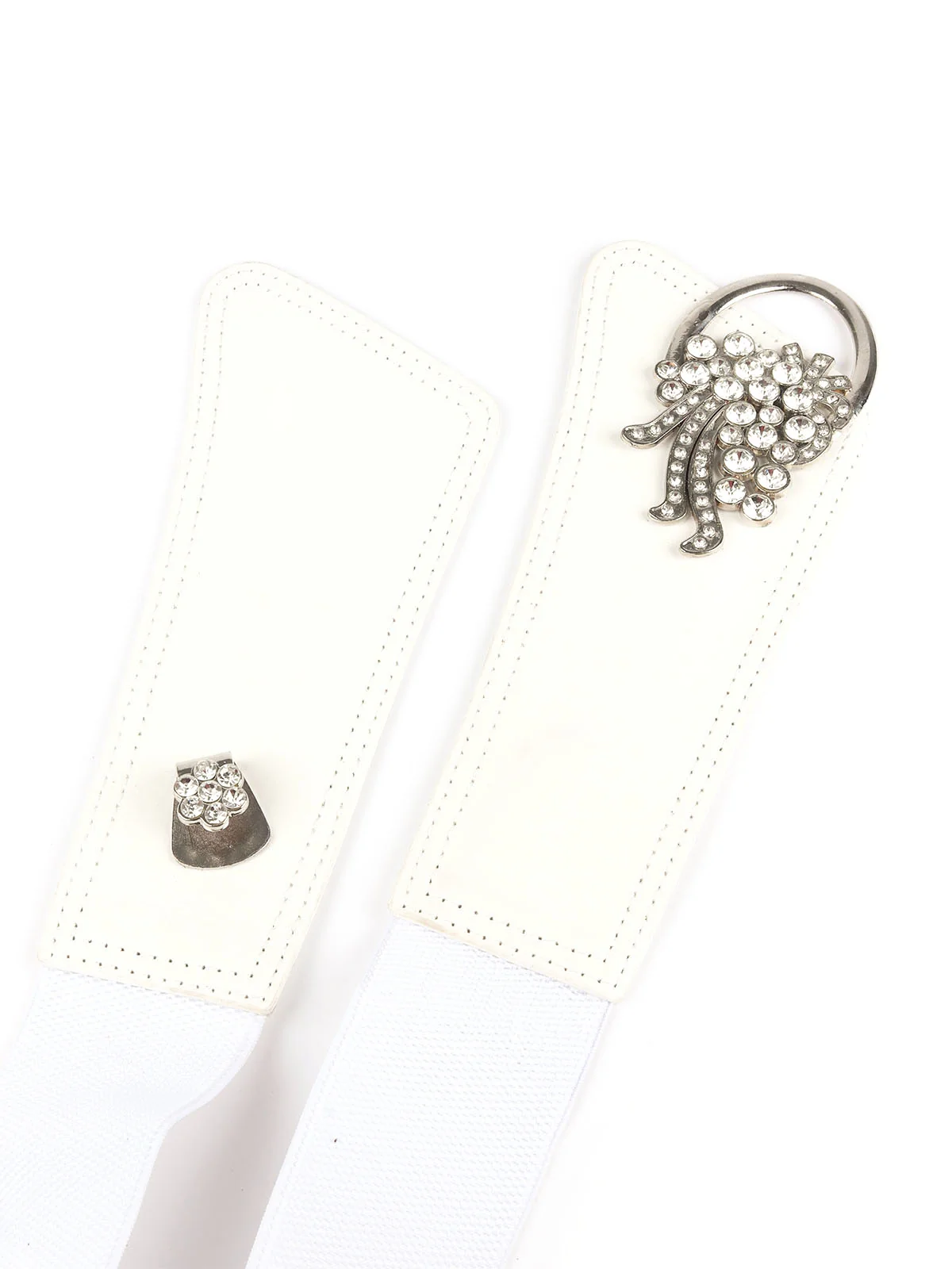 Odette White Elastic With PU Embellished Belt For Women - Image 5