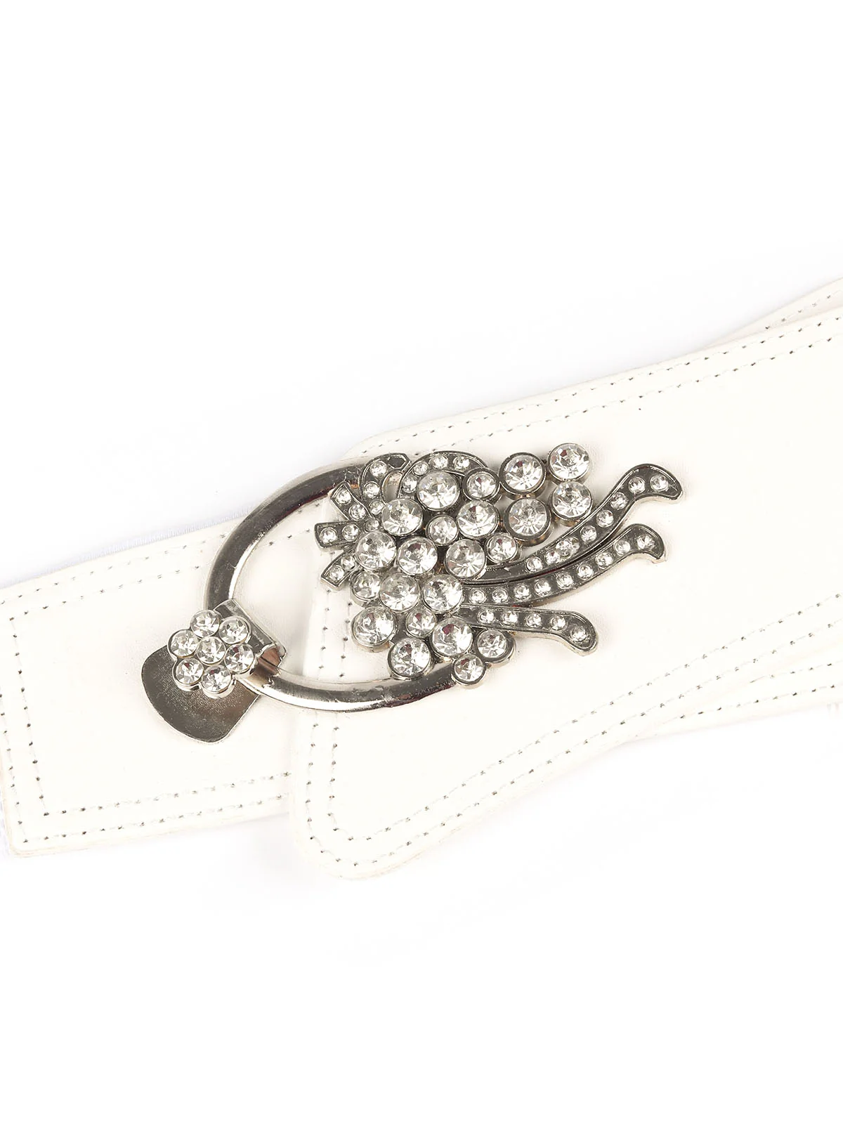 Odette White Elastic With PU Embellished Belt For Women - Image 6