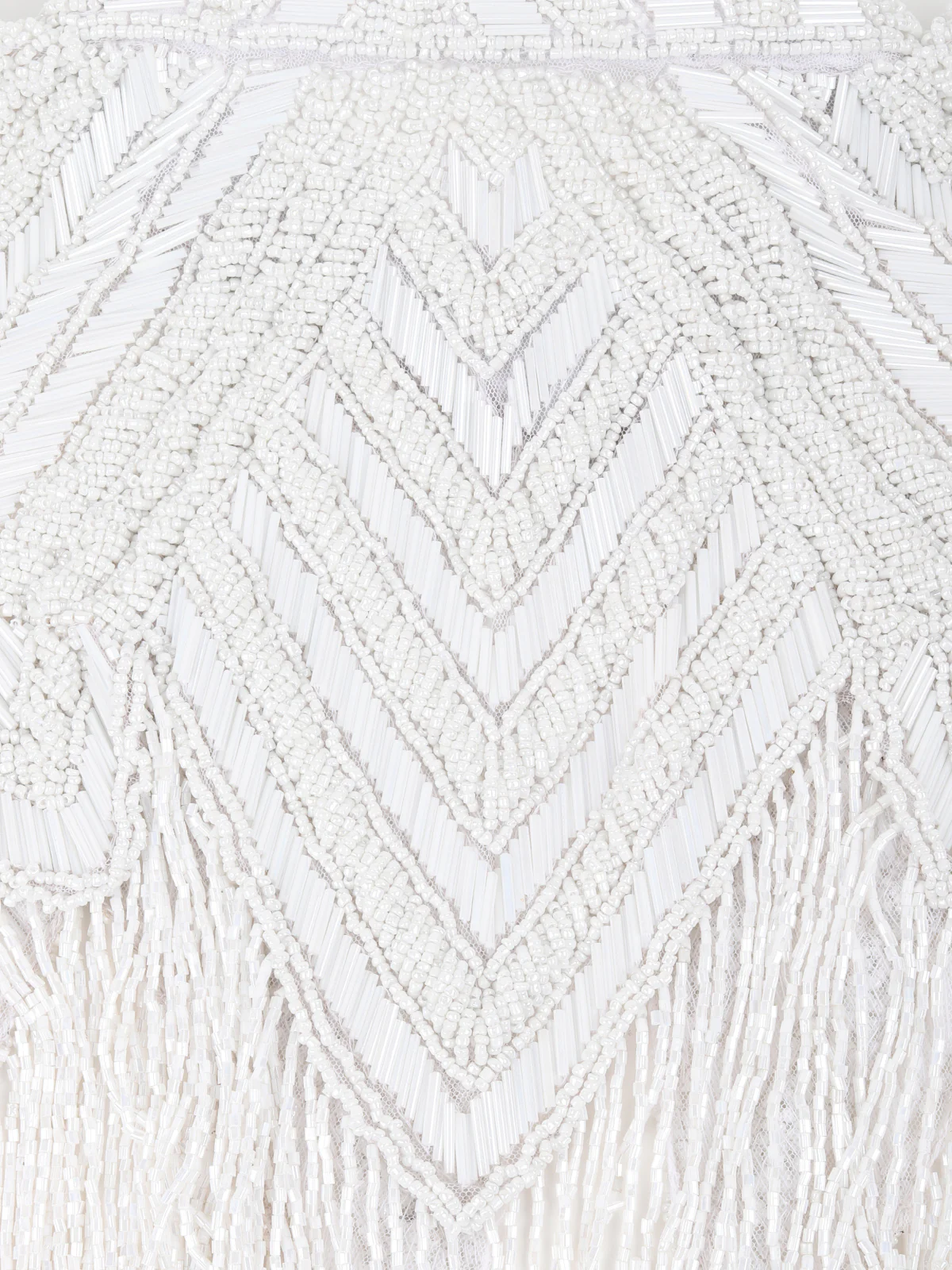 Odette White Embellished Tassels Cape for Women - Image 6