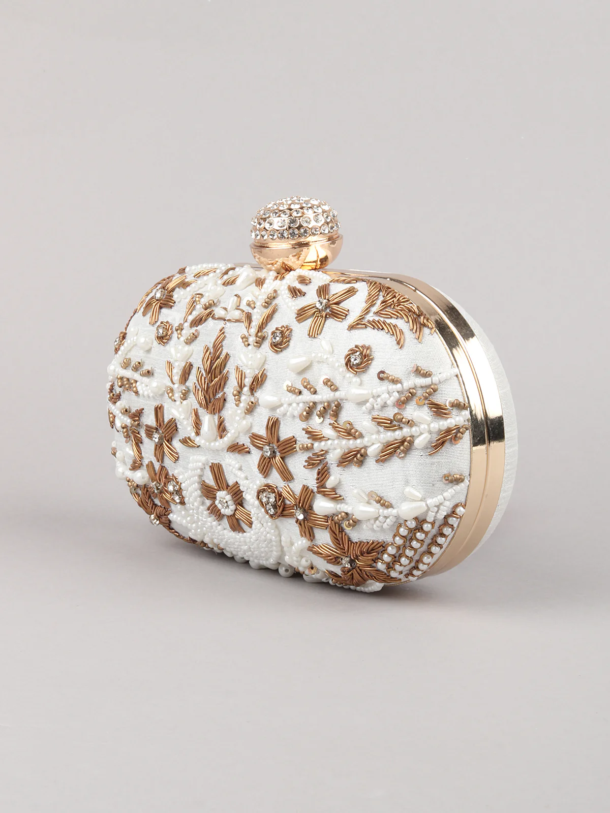 Odette White Embroidered Clutch Bag For Women - Image 4