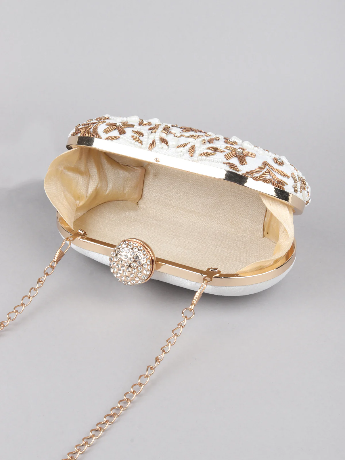 Odette White Embroidered Clutch Bag For Women - Image 6