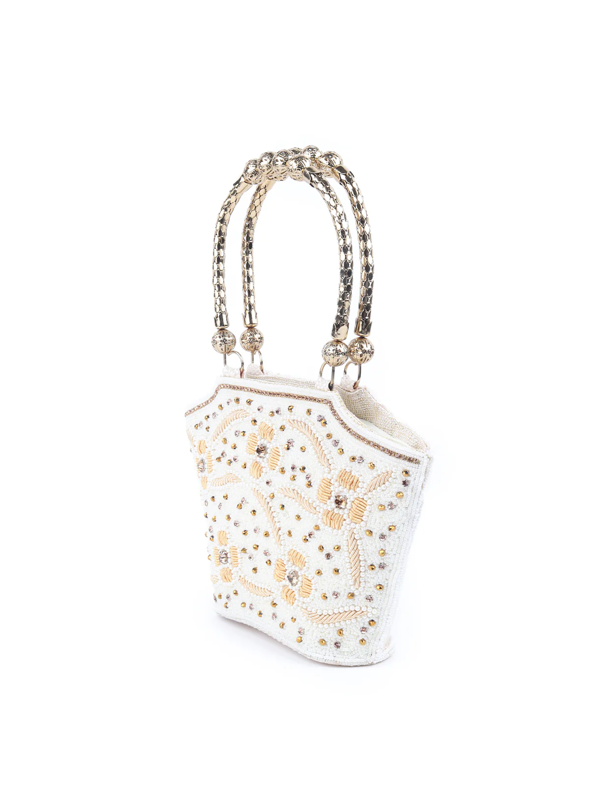 Odette White Embroidered Clutch Bag For Women - Image 4