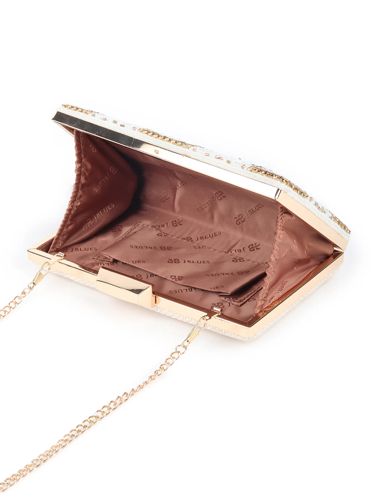 Odette White Embroidered Clutch Bag For Women - Image 6