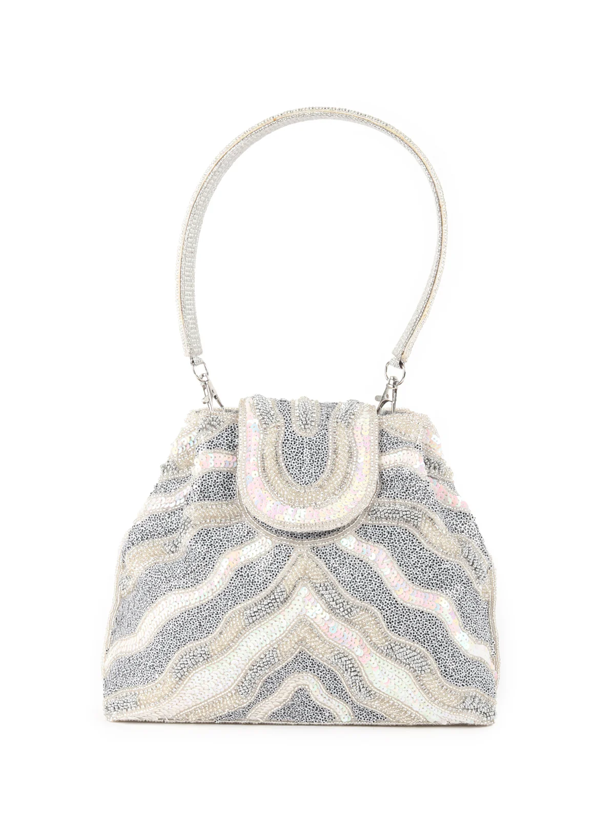 Odette White Embroidered Clutch Bag For Women - Image 3