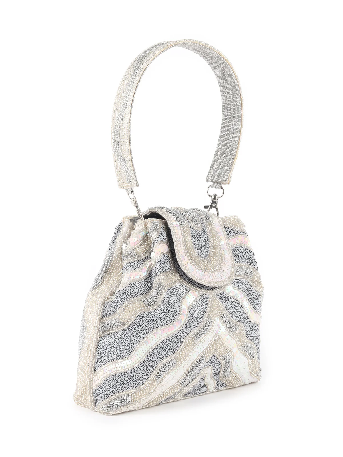 Odette White Embroidered Clutch Bag For Women - Image 4