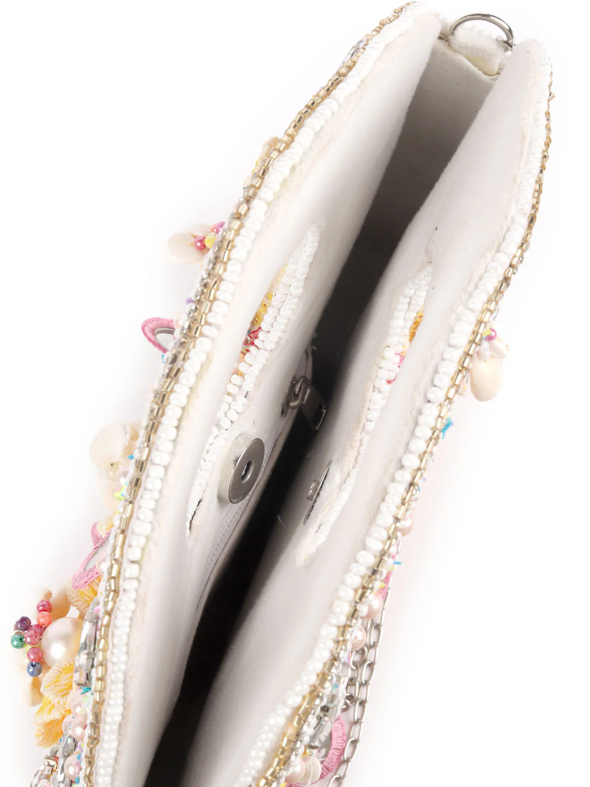 Odette White Embroidered Clutches For Women - Image 6
