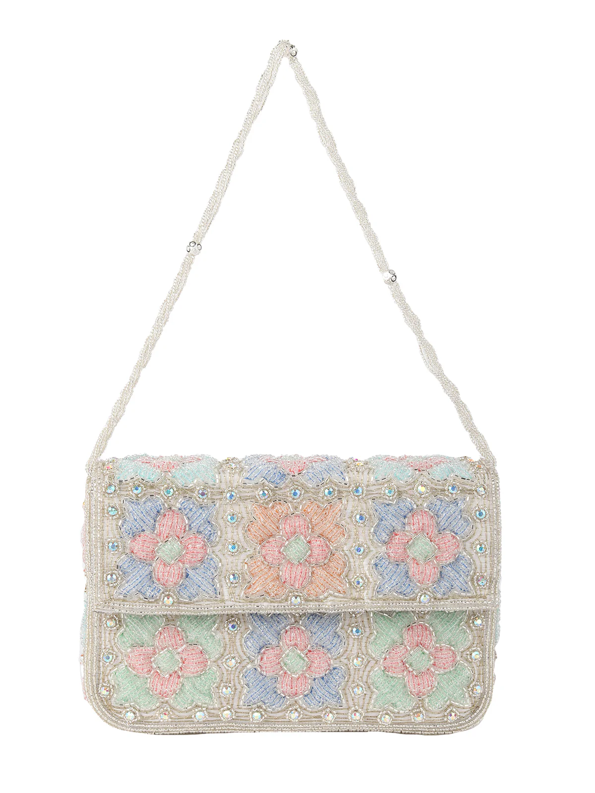 Odette Multicolor Embroidered Structured Clutch For Women - Image 3