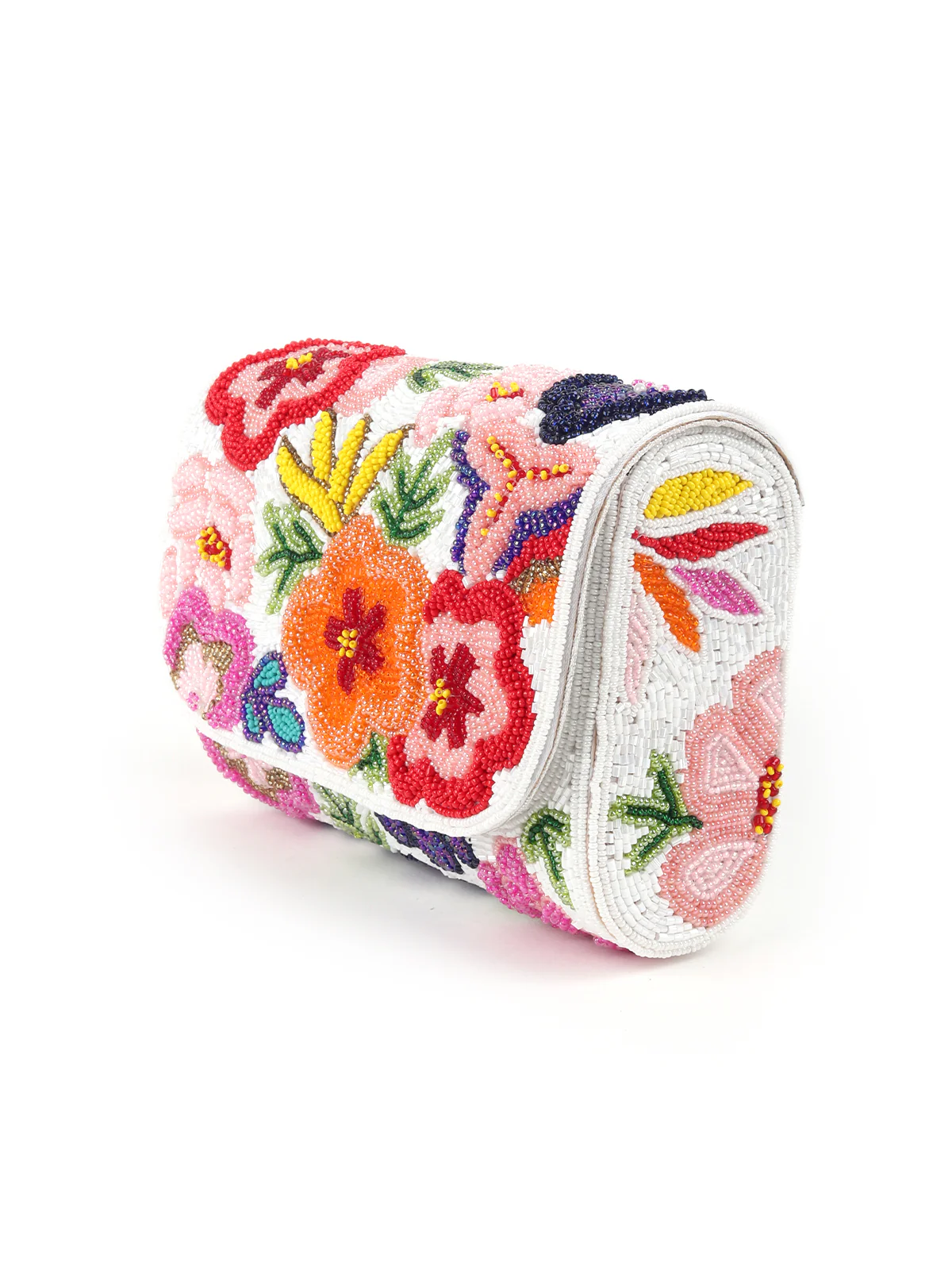 Odette White Floral Embroidered Clutch For Women - Image 4