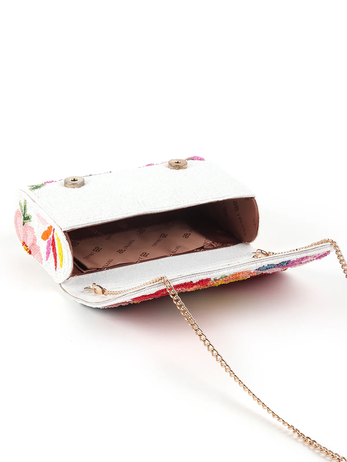 Odette White Floral Embroidered Clutch For Women - Image 5