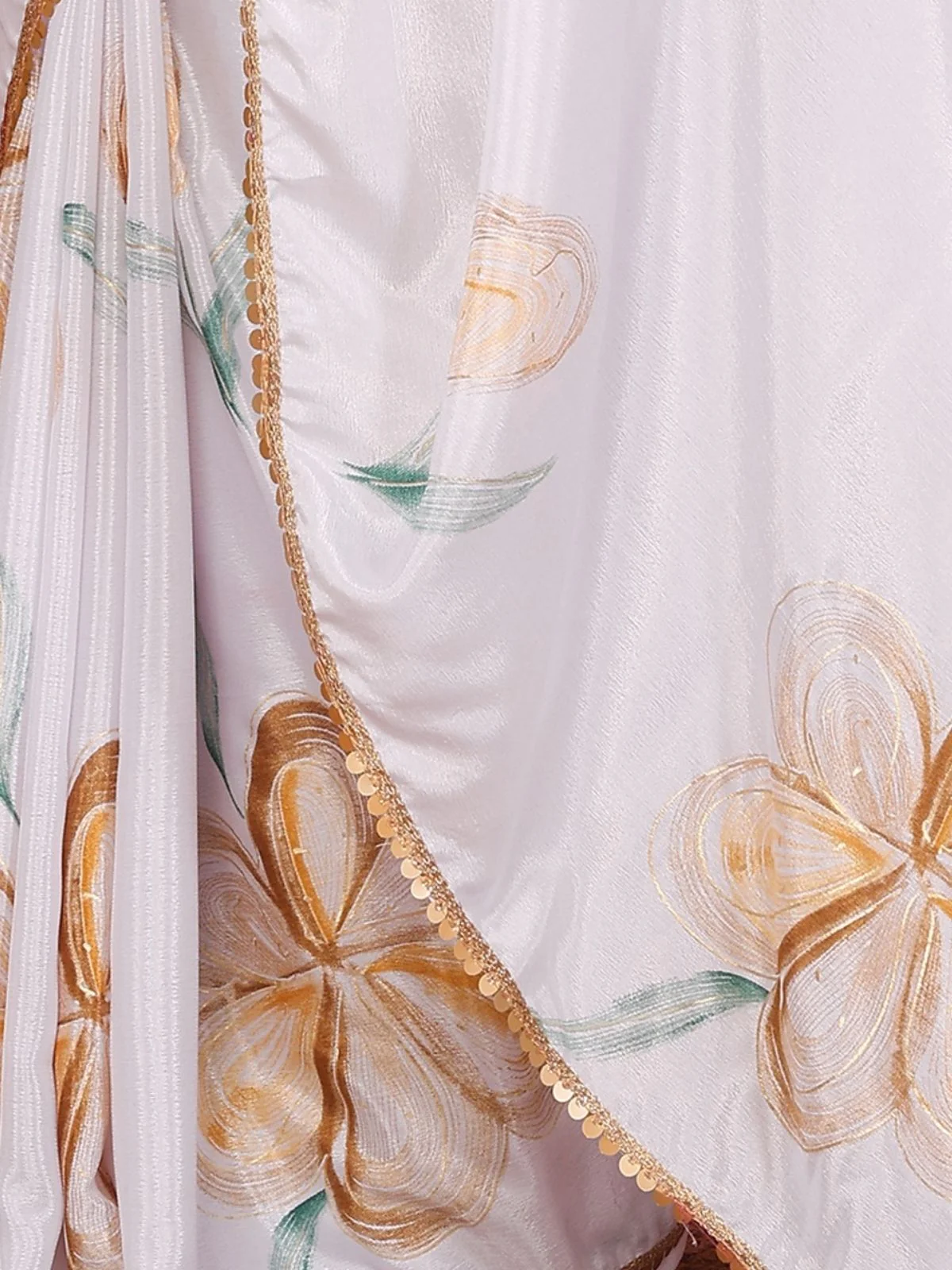 Odette White Georgette Printed Saree For Women - Image 5