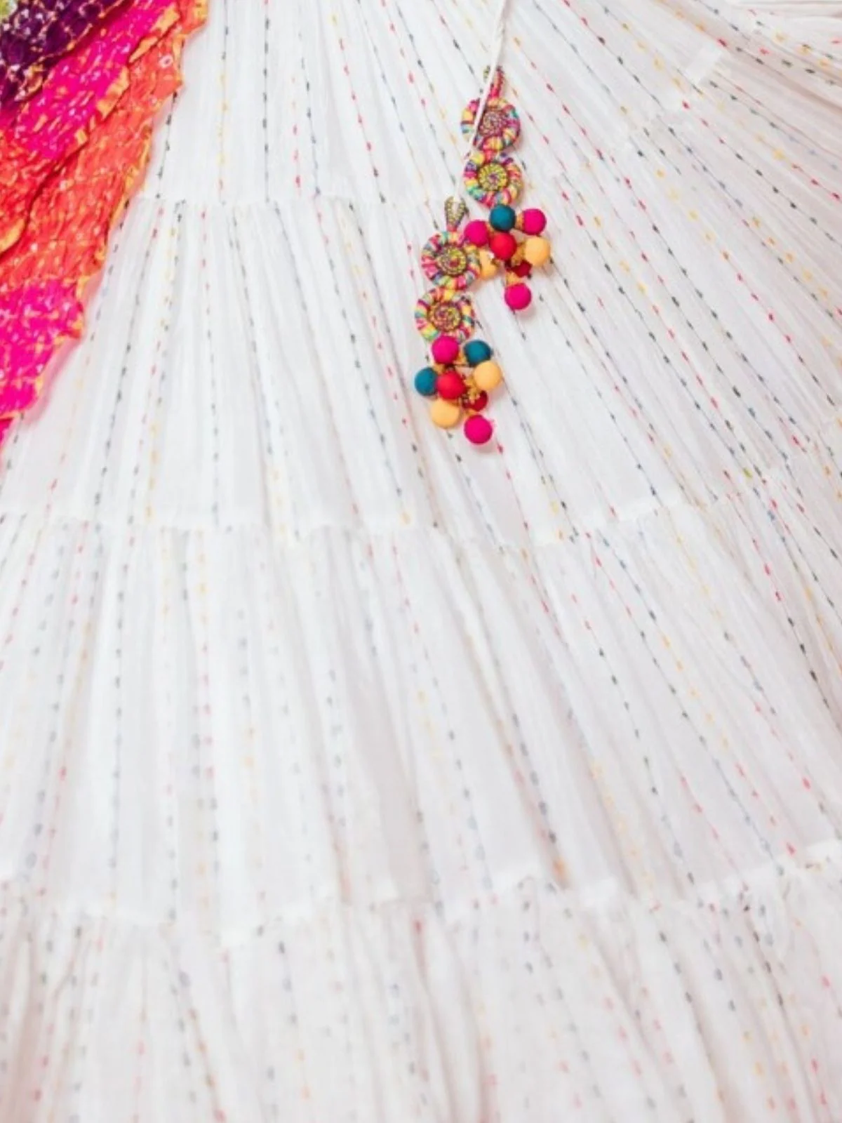 Odette White Georgette Printed Semi-Stitched lehenga For Women - Image 4