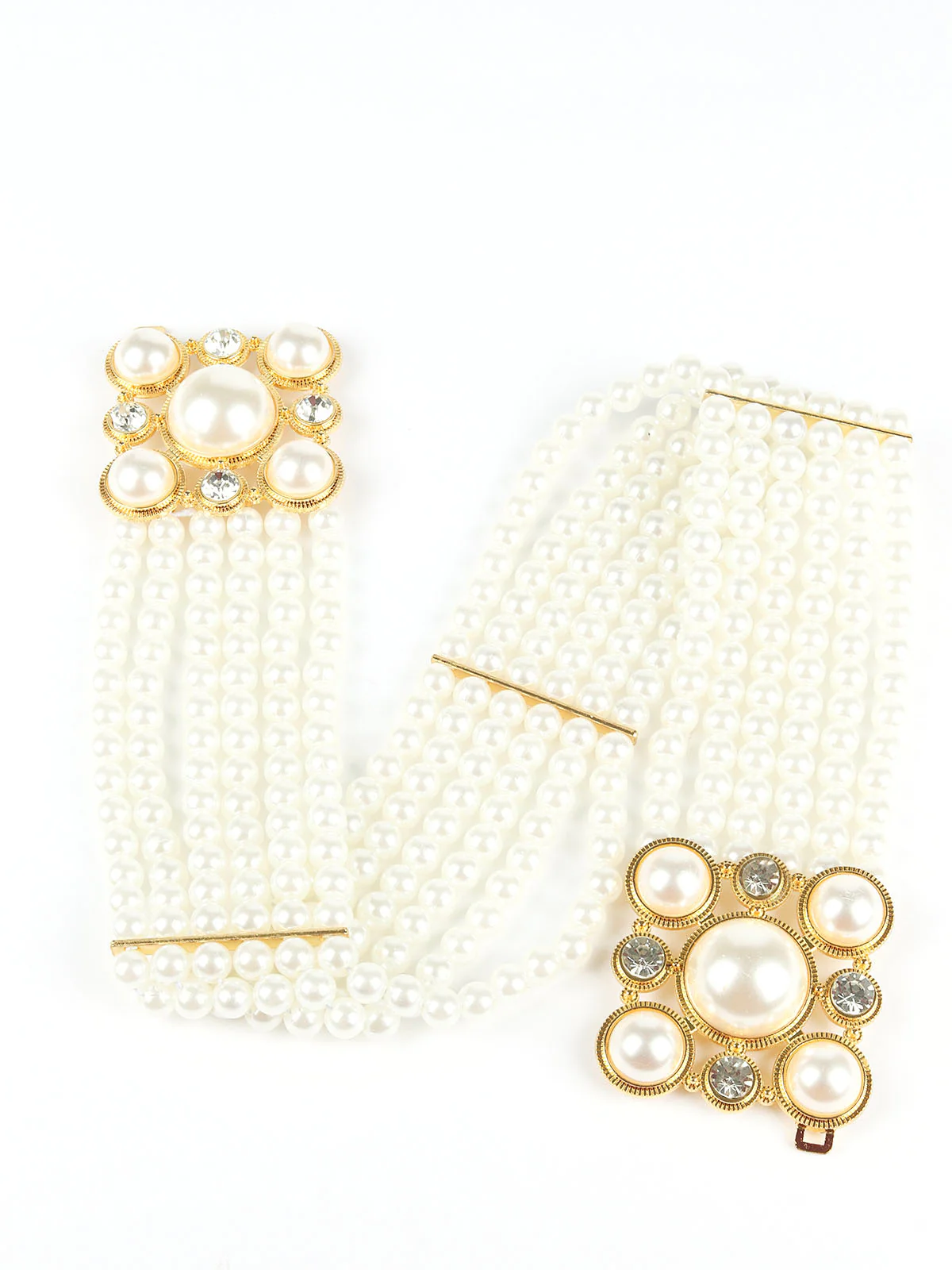 Odette White & Golden Alloy Embellished Belt For Women - Image 4