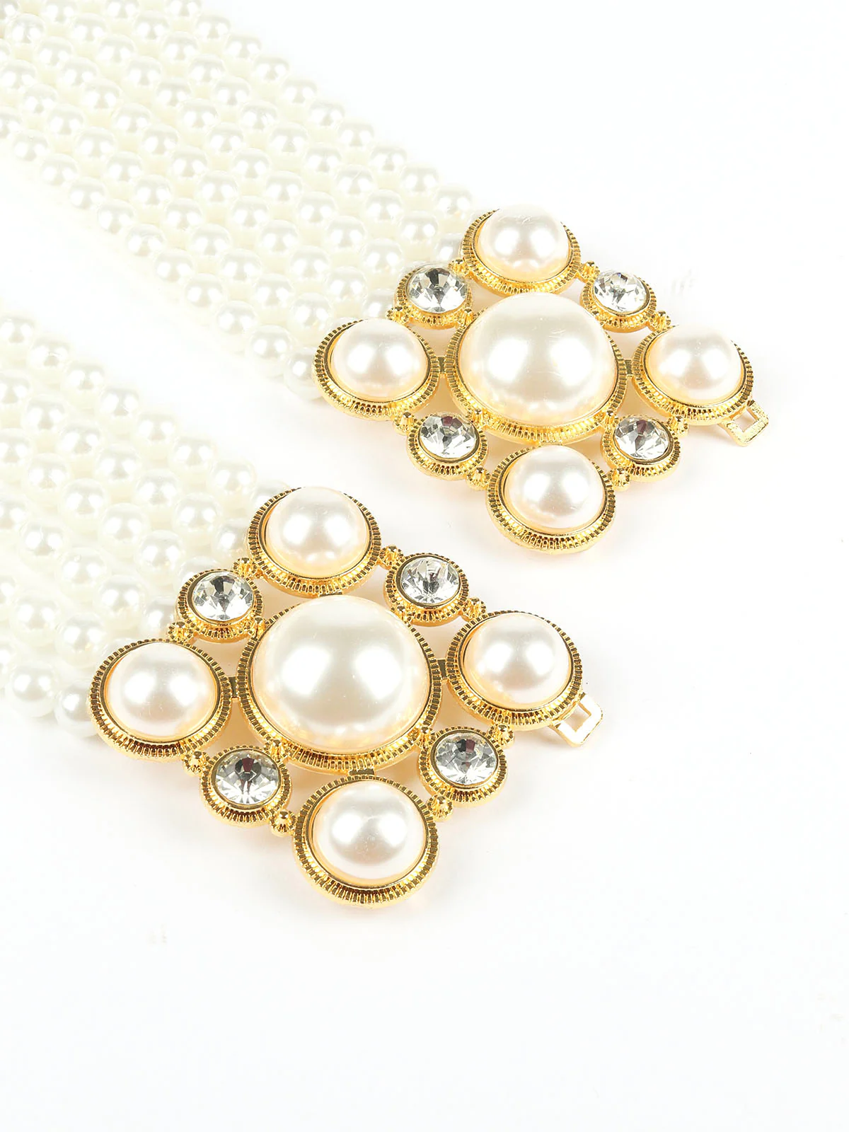 Odette White & Golden Alloy Embellished Belt For Women - Image 5