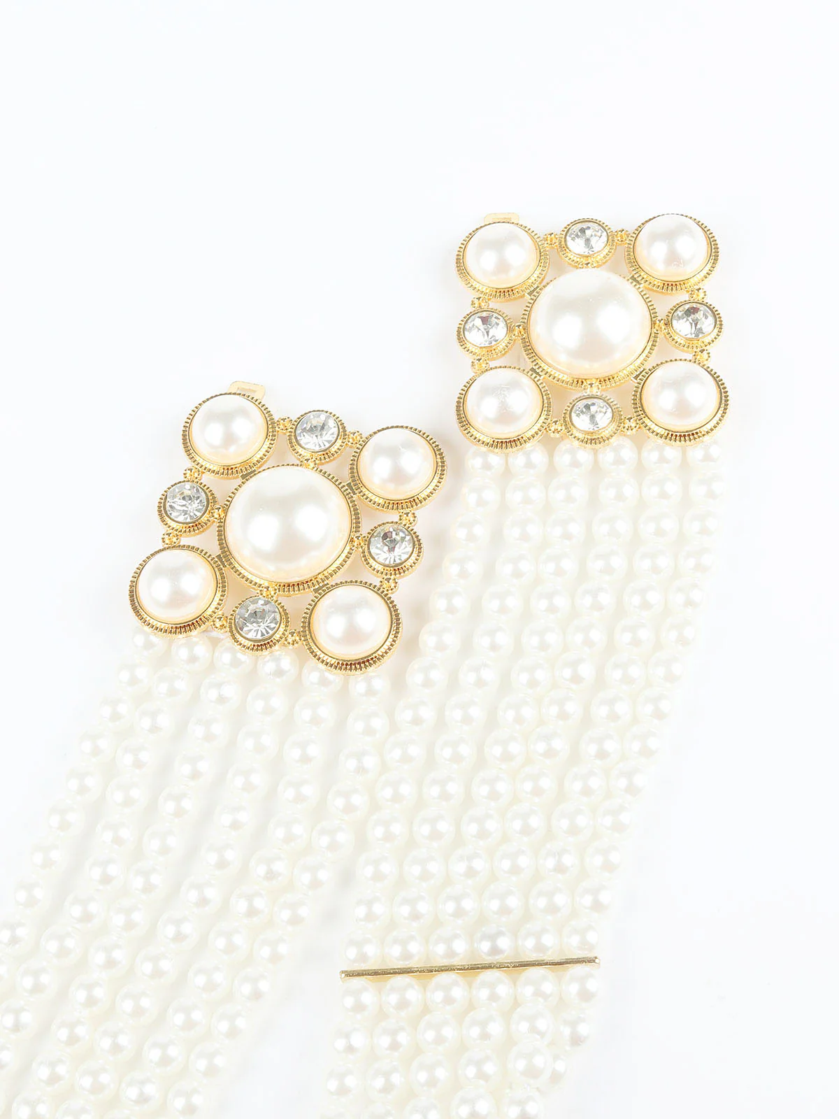 Odette White & Golden Alloy Embellished Belt For Women - Image 6