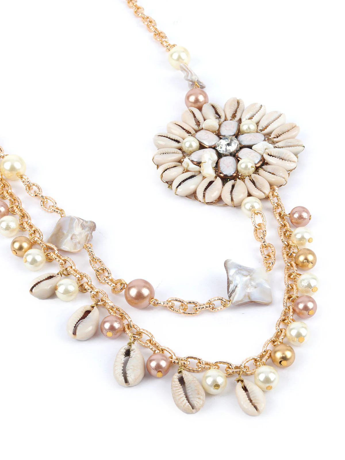 Odette White & Golden Alloy Embellished Jewellery Set For Women - Image 3