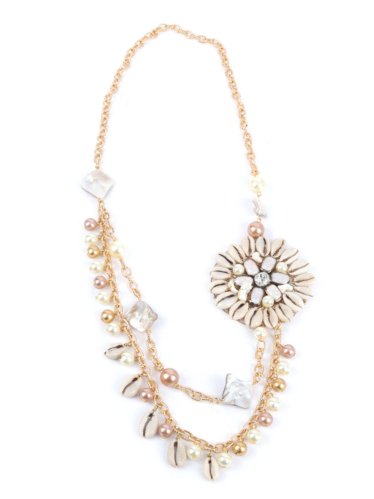 Odette White & Golden Alloy Embellished Jewellery Set For Women - Image 4