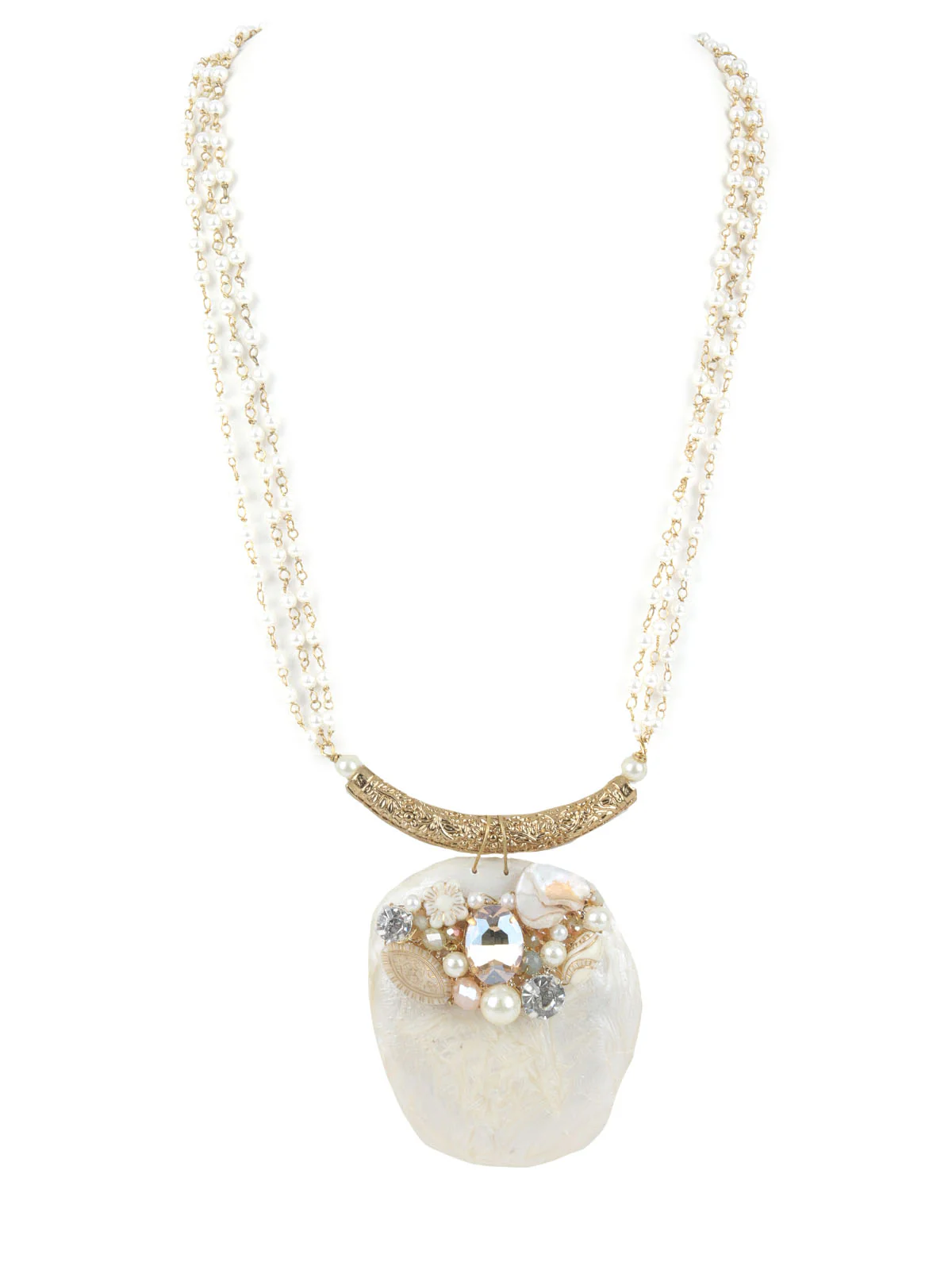Odette White & Golden Alloy Embellished Jewellery Set For Women - Image 3