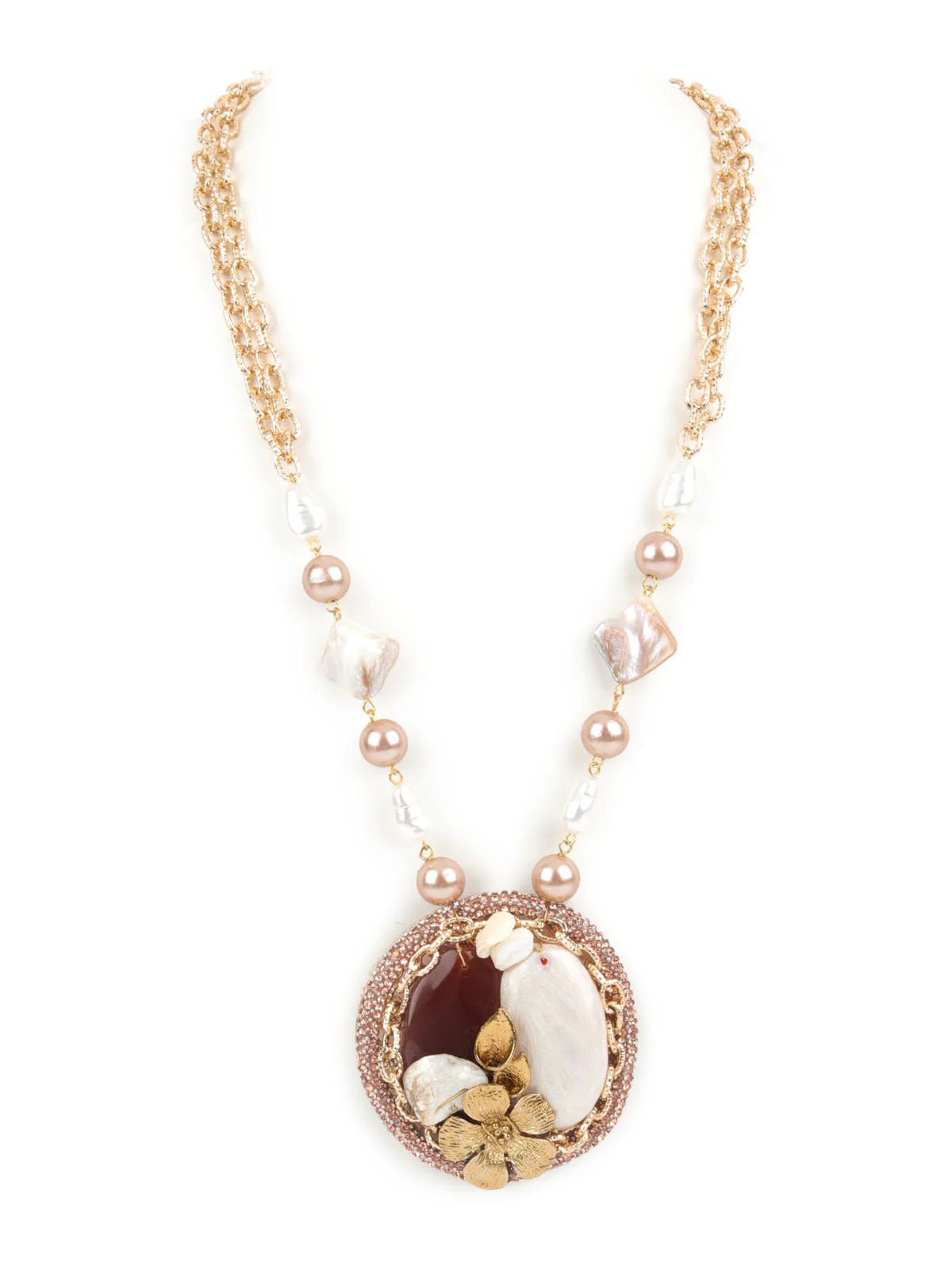 Odette White & Golden Alloy Embellished Jewellery Set For Women - Image 4