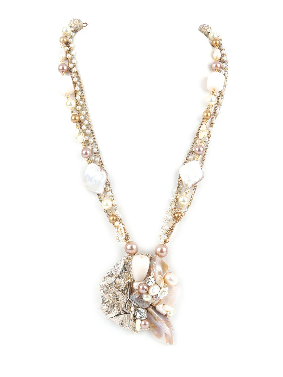 Odette White & Golden Alloy Embellished Jewellery Set For Women - Image 3