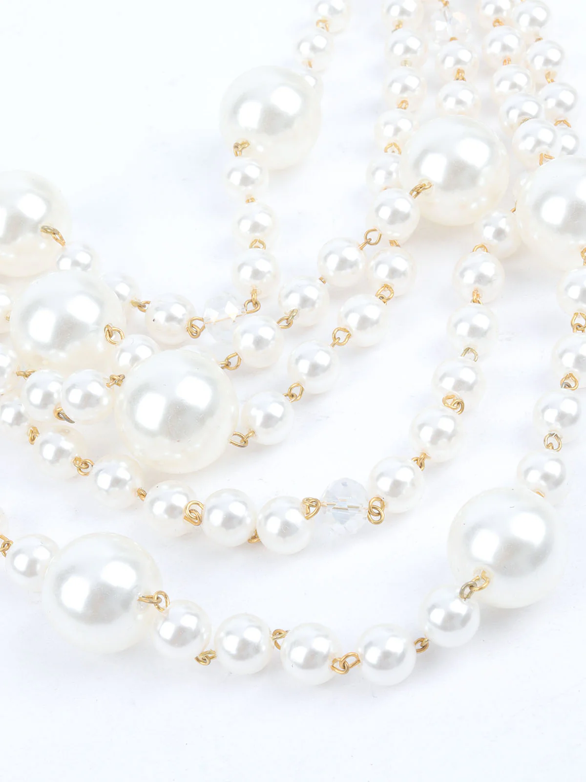 Odette White & Golden Alloy Embellished Neckpiece For Women - Image 5