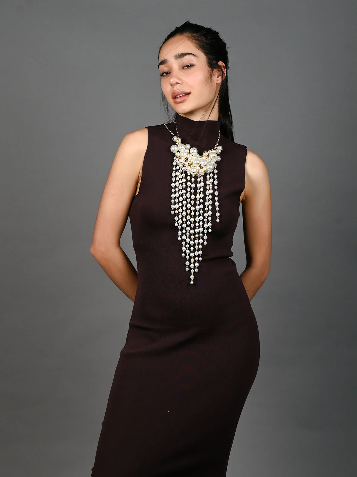 Odette White & Golden Alloy Embellished Neckpiece For Women - Image 2