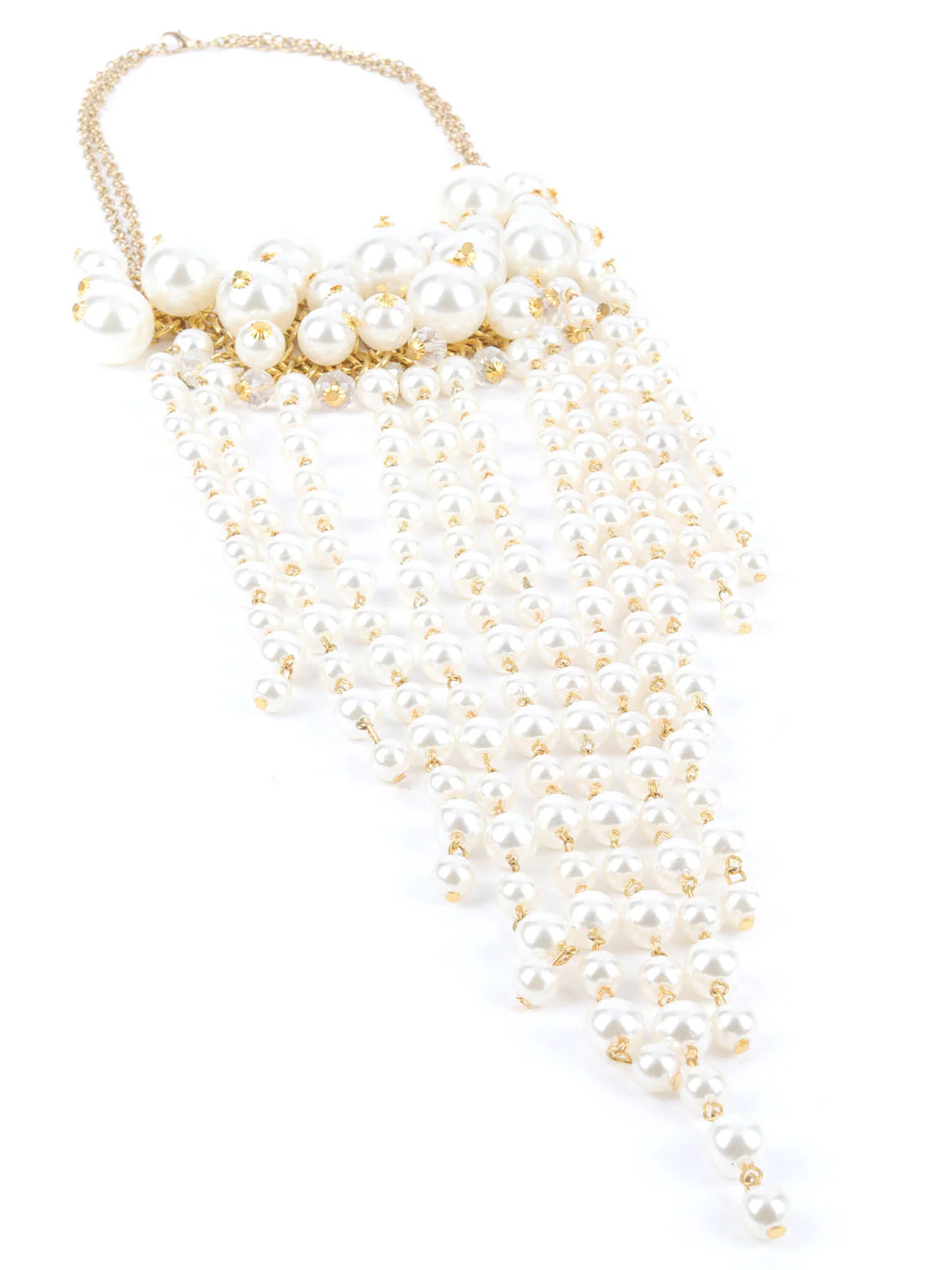 Odette White & Golden Alloy Embellished Neckpiece For Women - Image 3