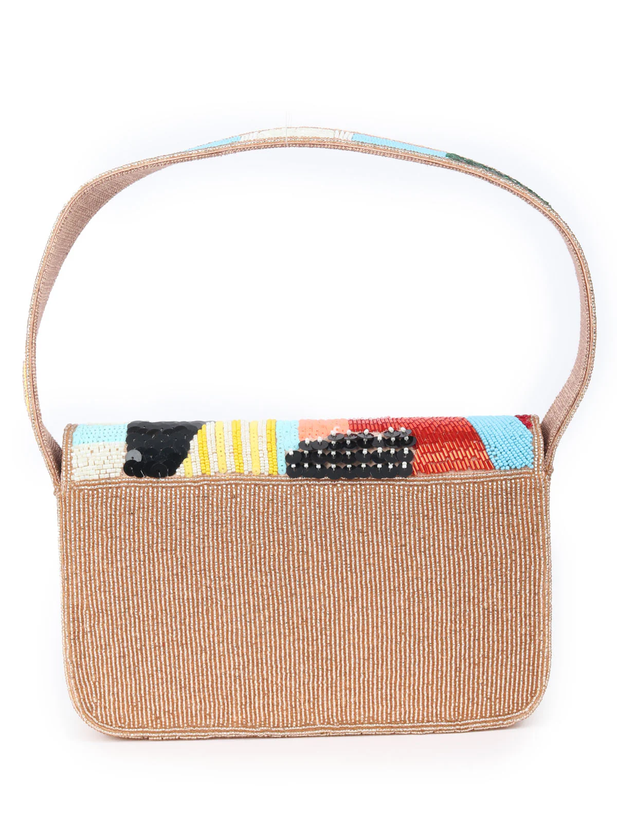Odette Multicolor Jute Beads Embellished  Clutch With Mirror Work For Women - Image 5