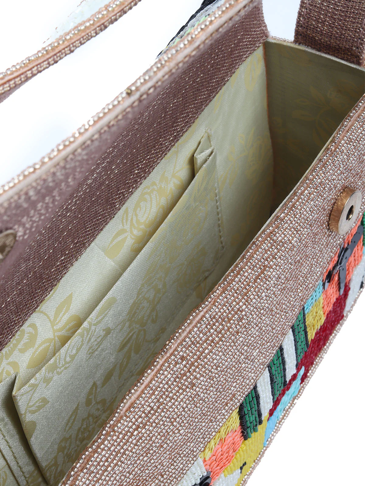 Odette Multicolor Jute Beads Embellished  Clutch With Mirror Work For Women - Image 6