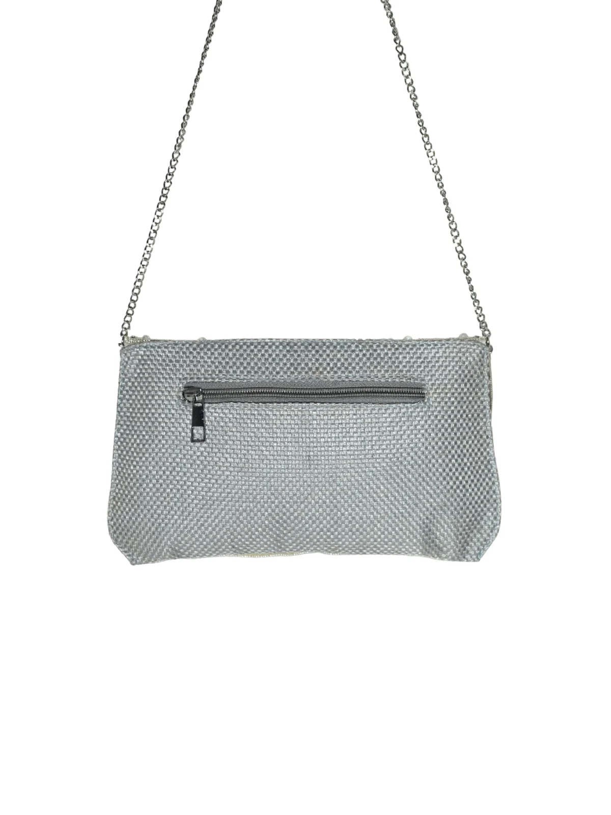 Odette White Jute Embellished Clutch For Women - Image 3