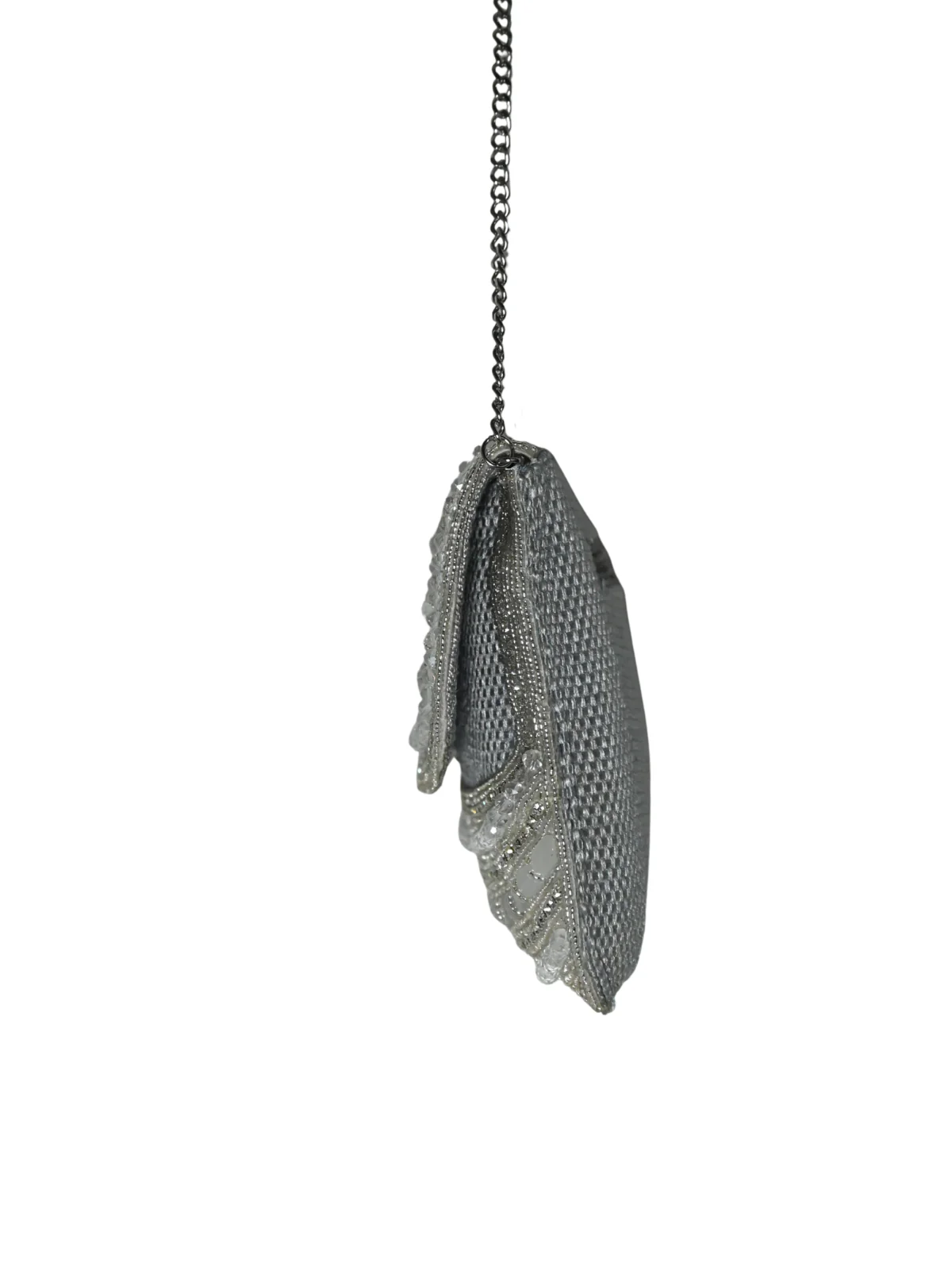 Odette White Jute Embellished Clutch For Women - Image 4