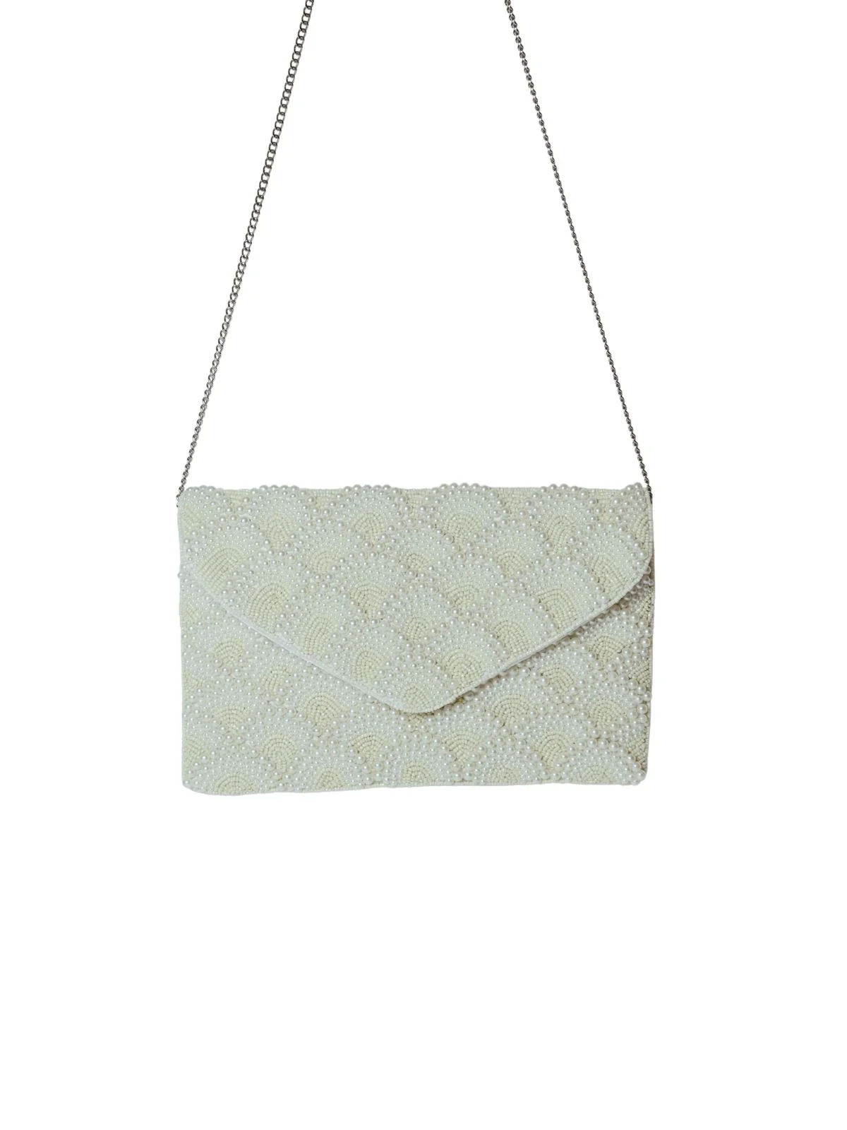 Odette White Jute Embellished Clutch For Women - Image 2