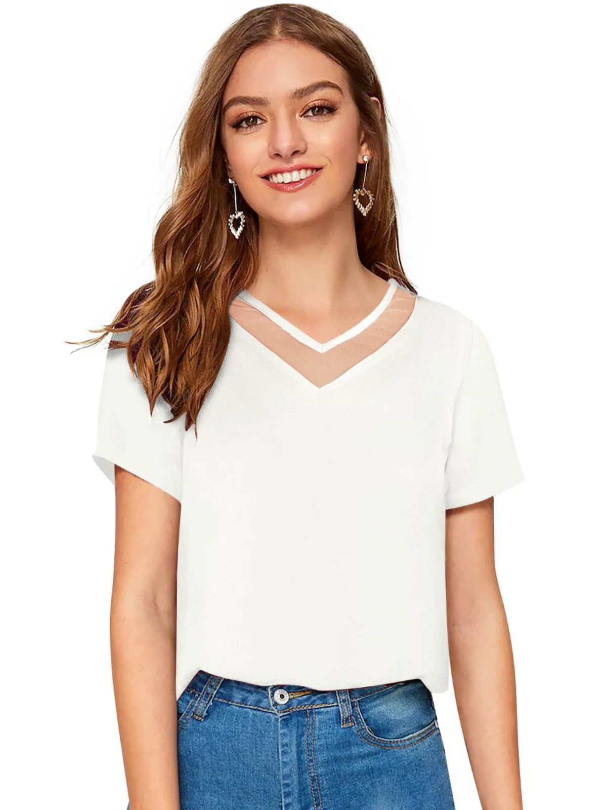 Odette White Knit Fabric Top For Women - Image 2