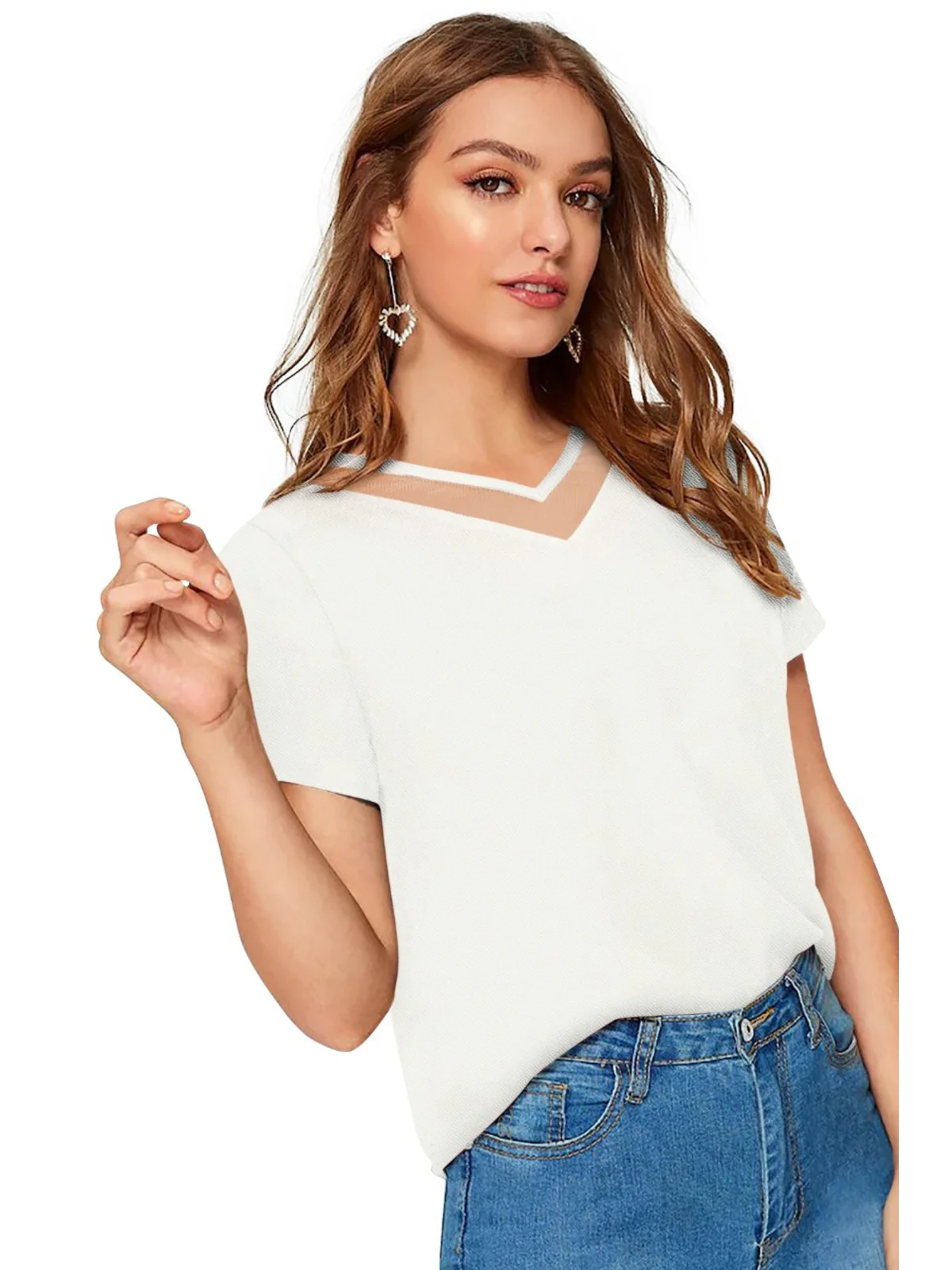 Odette White Knit Fabric Top For Women - Image 3