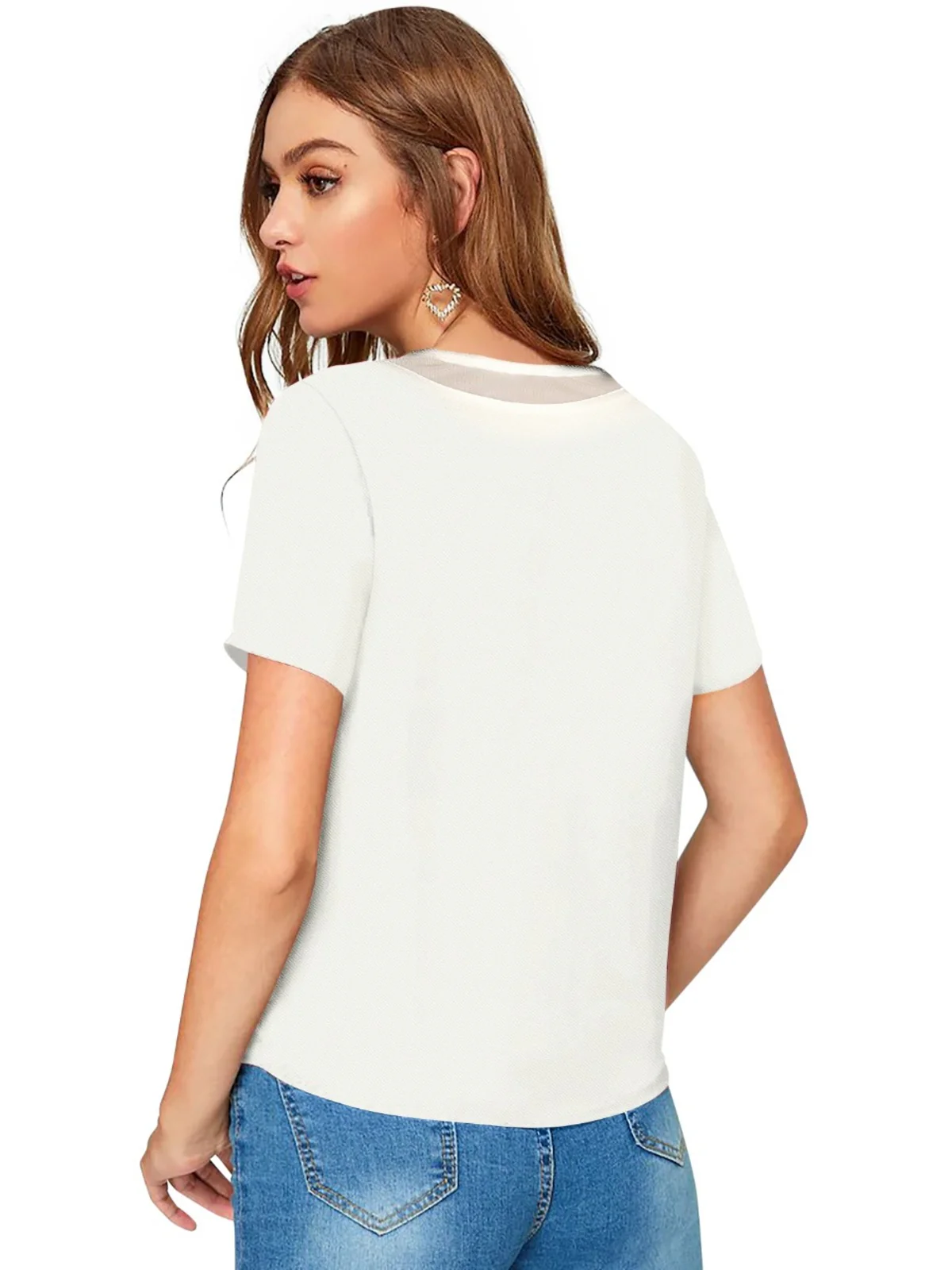 Odette White Knit Fabric Top For Women - Image 4