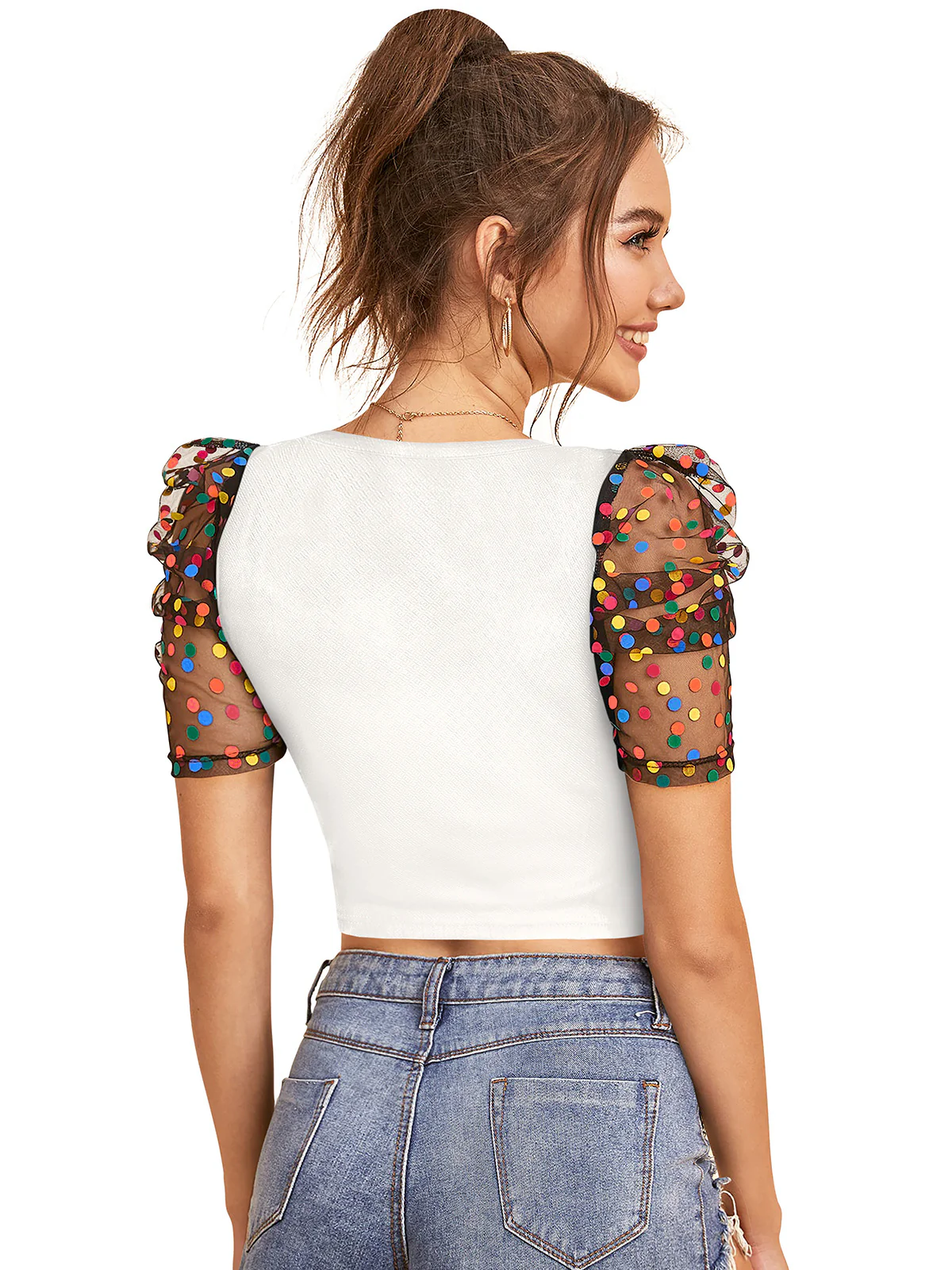 Odette White Knit Fabric Top For Women - Image 5